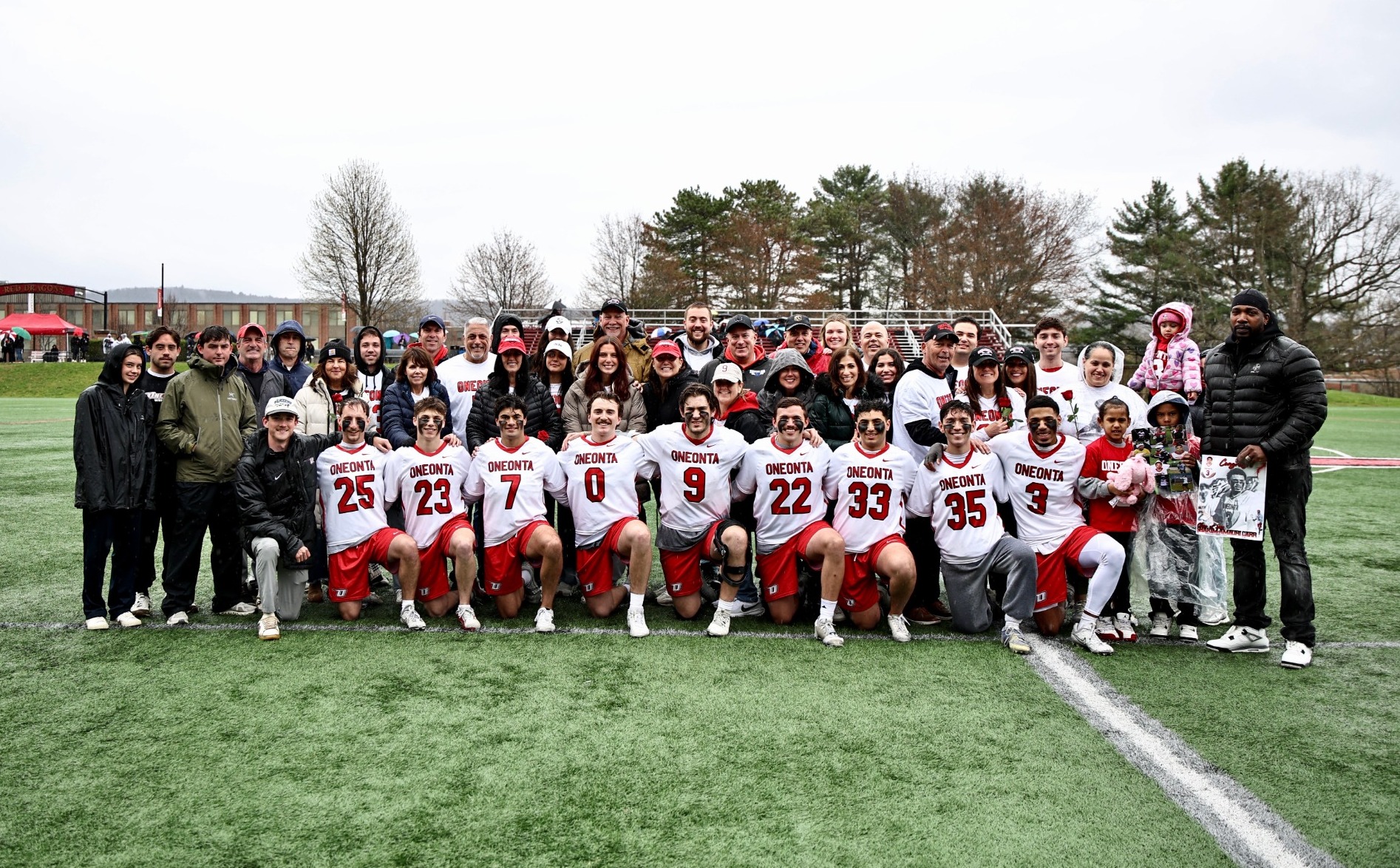 2026 Men's Lacrosse Senior group photo with family