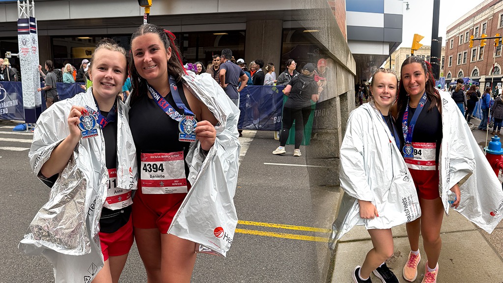 Danielle Christensen and Anna Reinshagen after running the Buffalo Half Marathon