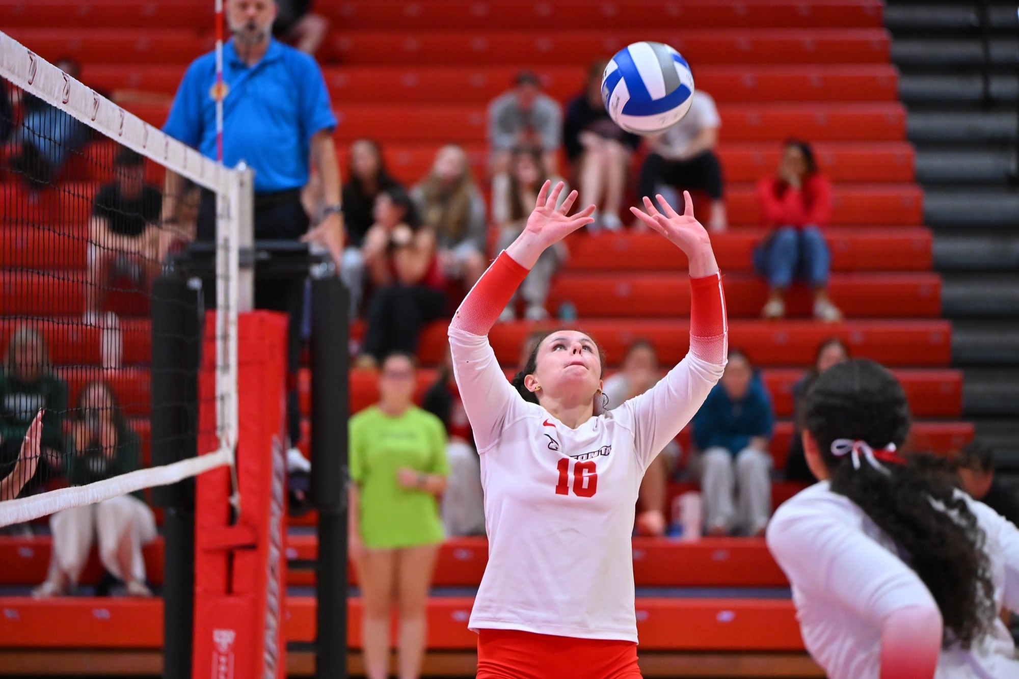 Layla Pertchik prepares to set the ball