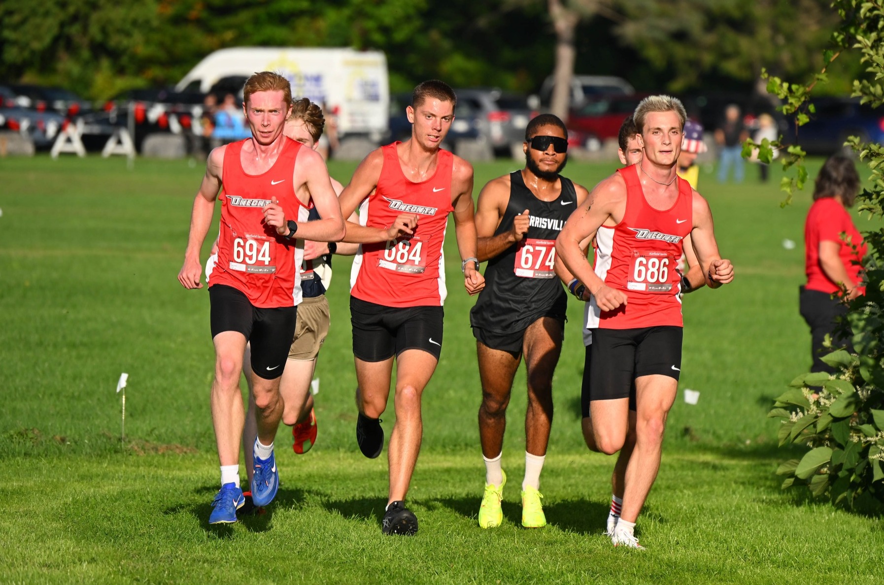 Chris Jones, Xander Kunz and Noah Pickard running side by side in the Oneonta Airfield Initational
