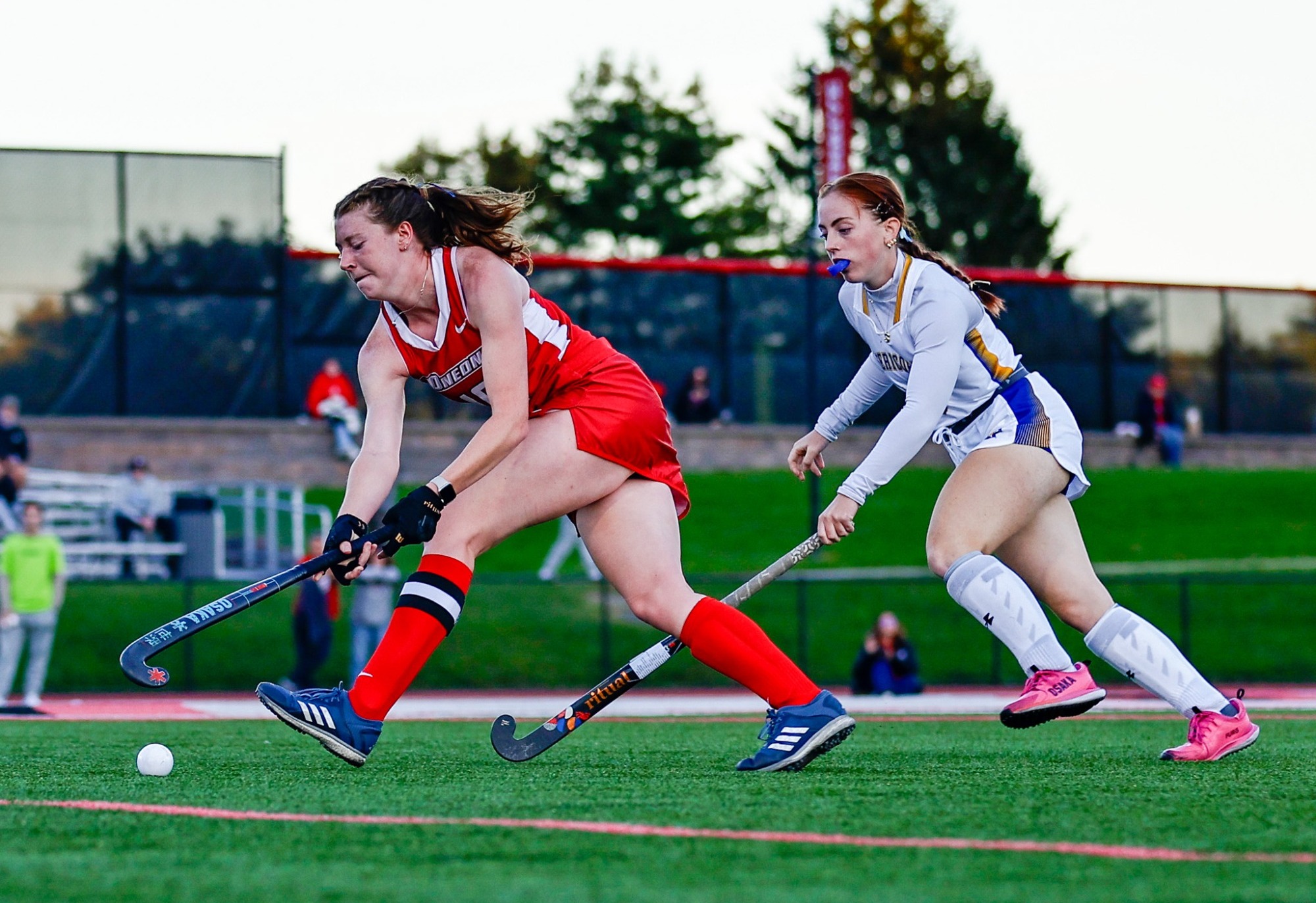 Abby Draper moves the ball up against Misericordia