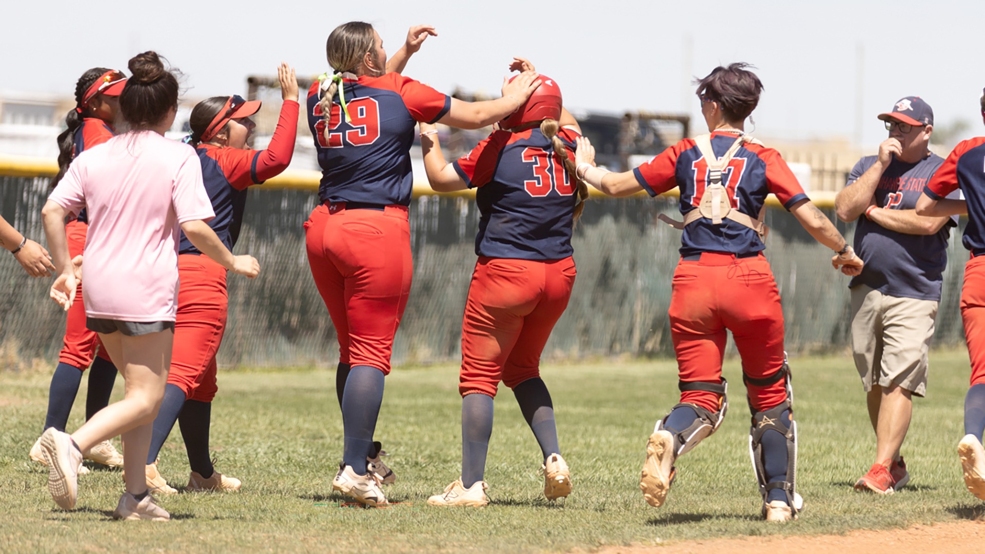 Stanhope Walkoff single celebration versus Langston