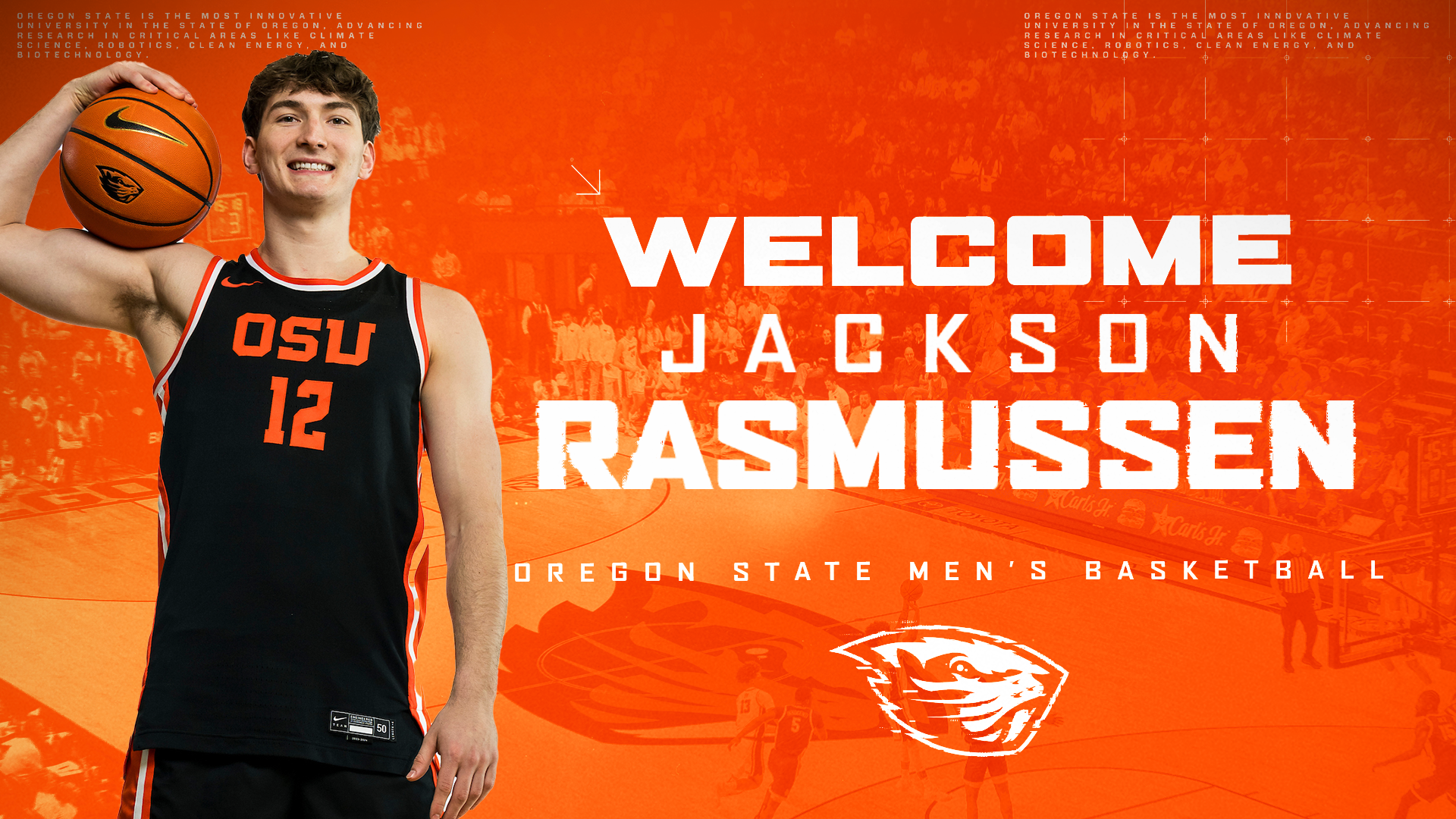 Graphic welcoming Jackson Rasmussen to Beaver Nation