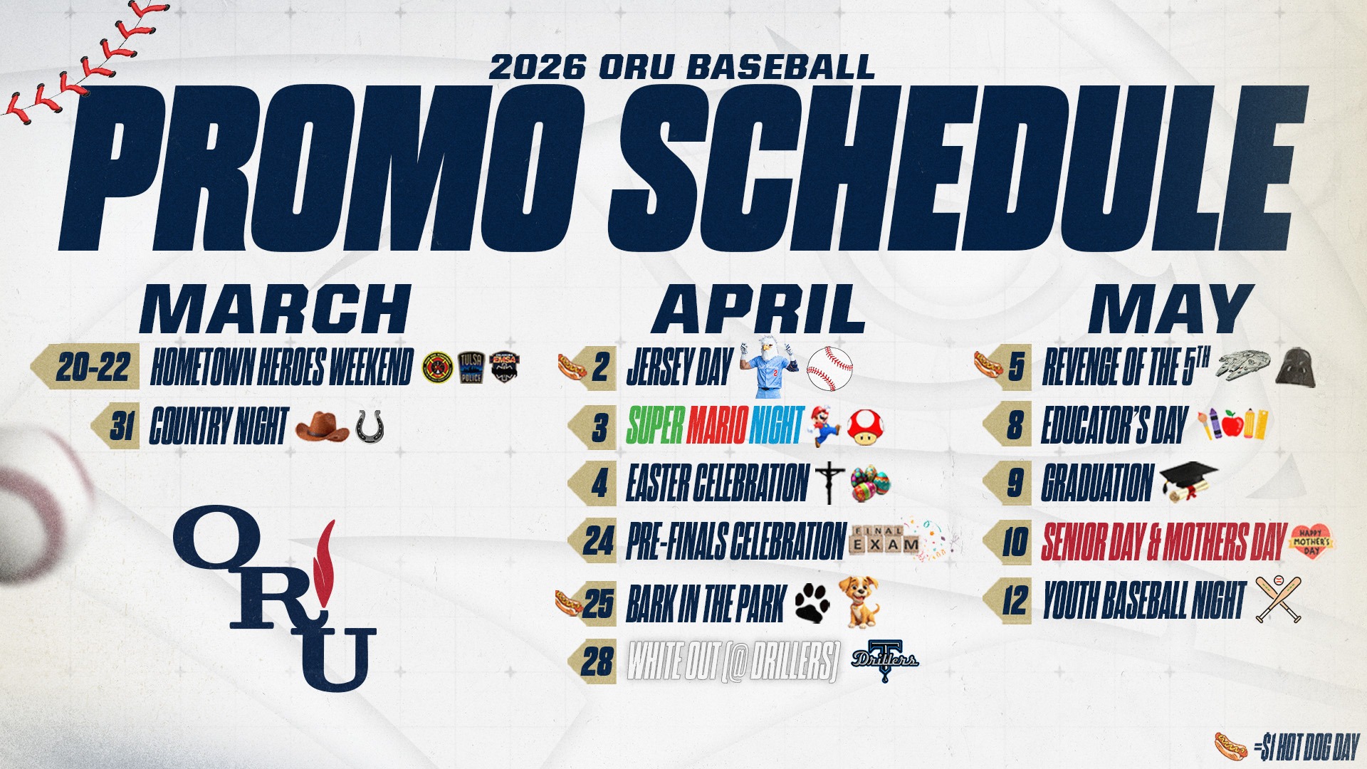 2026 Baseball Promo Schedule