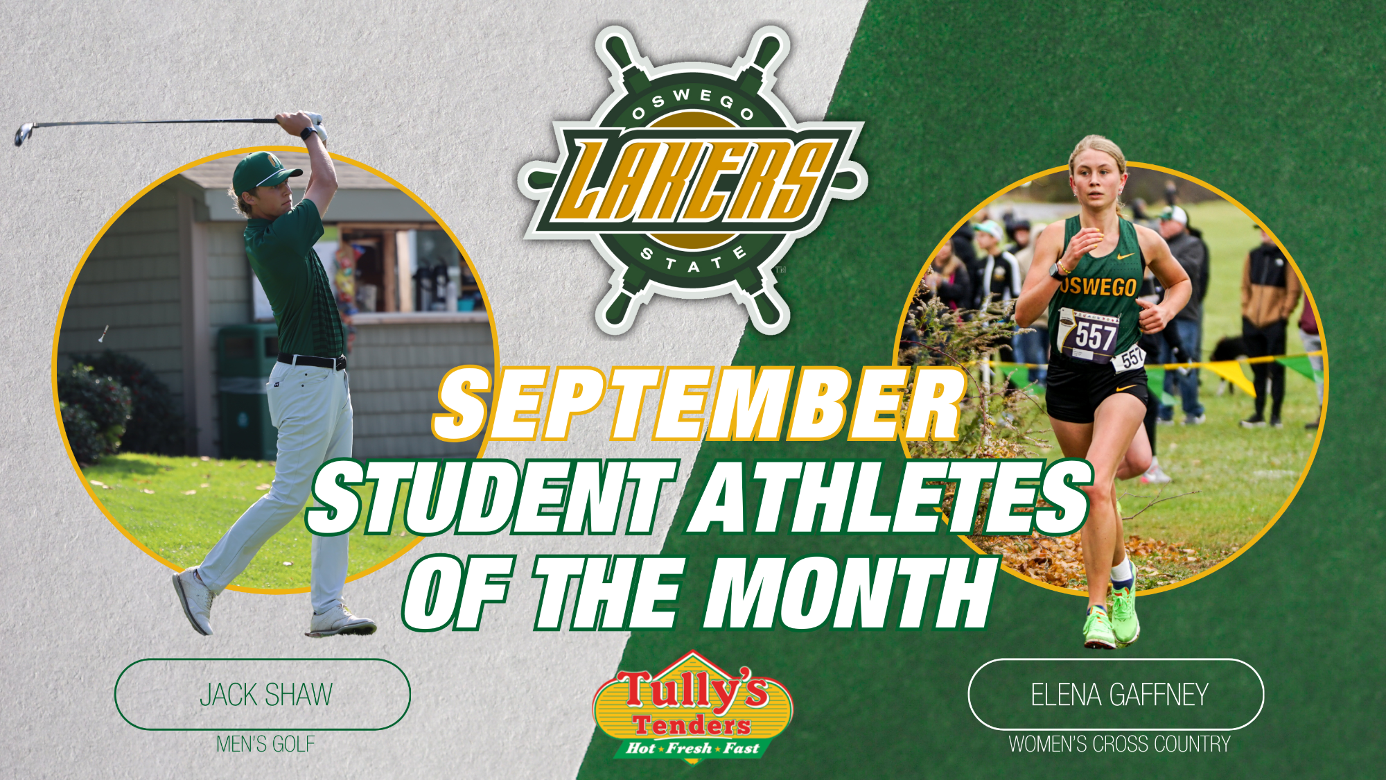 Jack Shaw and Elena Gaffney names student athletes of the month for september