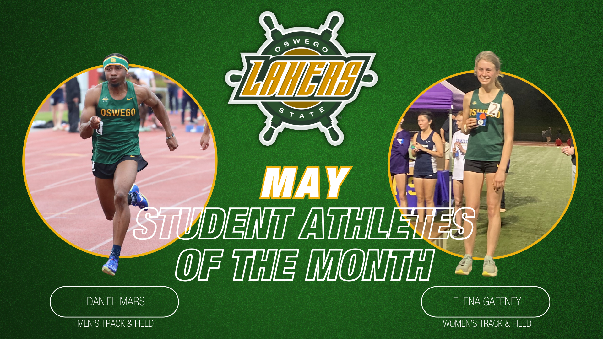 Dan Mars and Elena Gaffney named student athletes of the month for may 