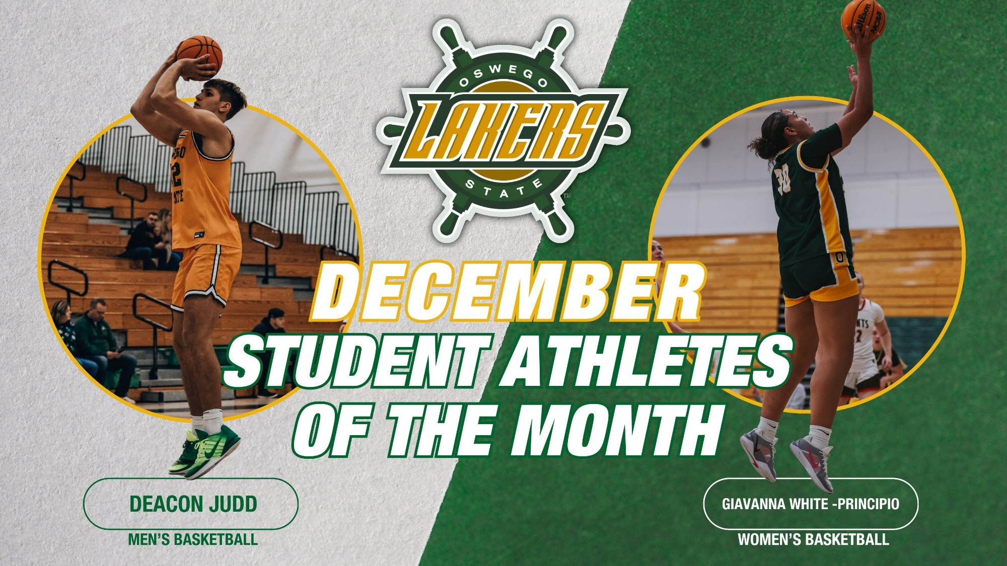 Deacon Judd and Giavanna White Principio named athletes of the month