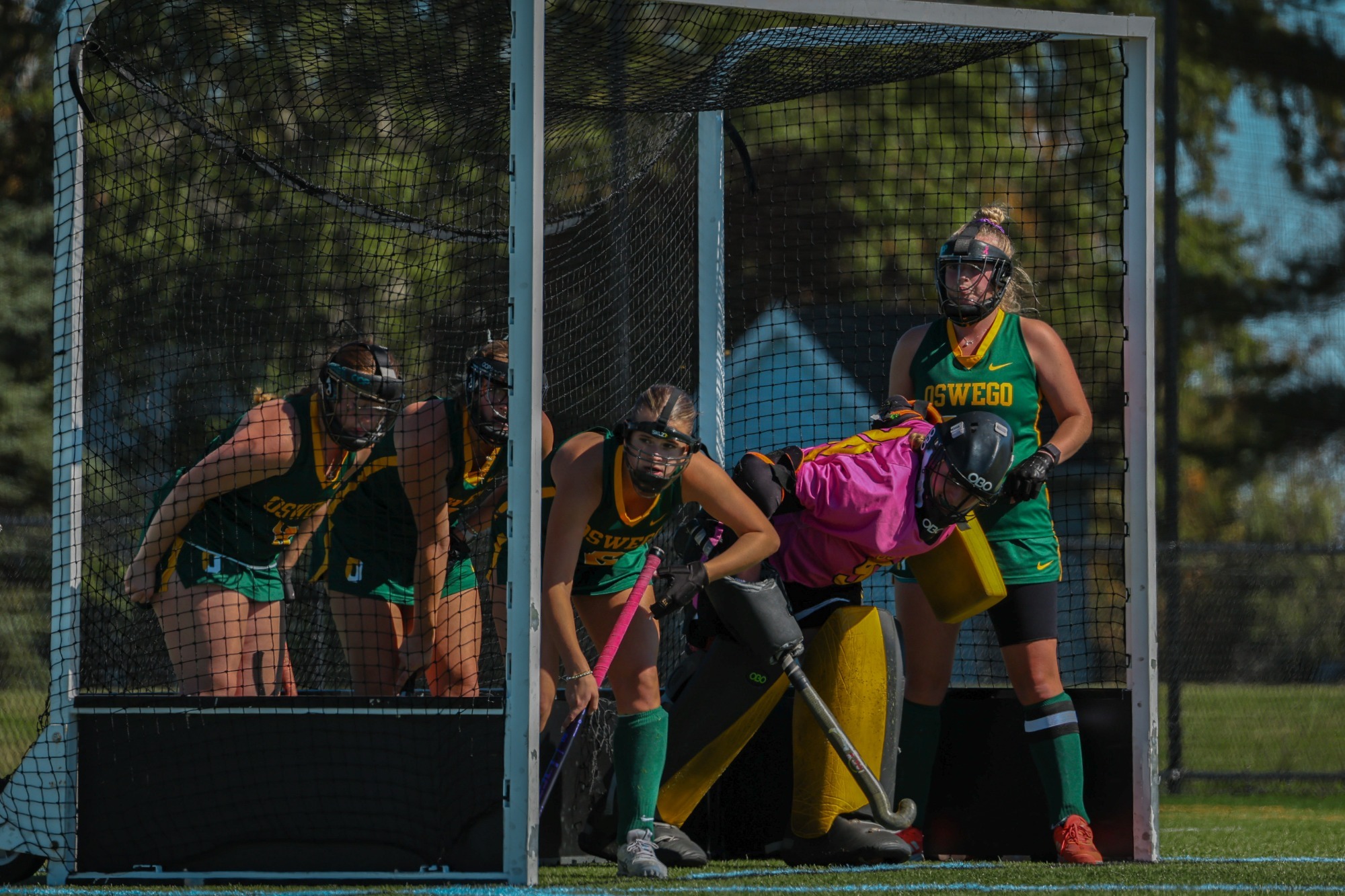 Field Hockey players in goal