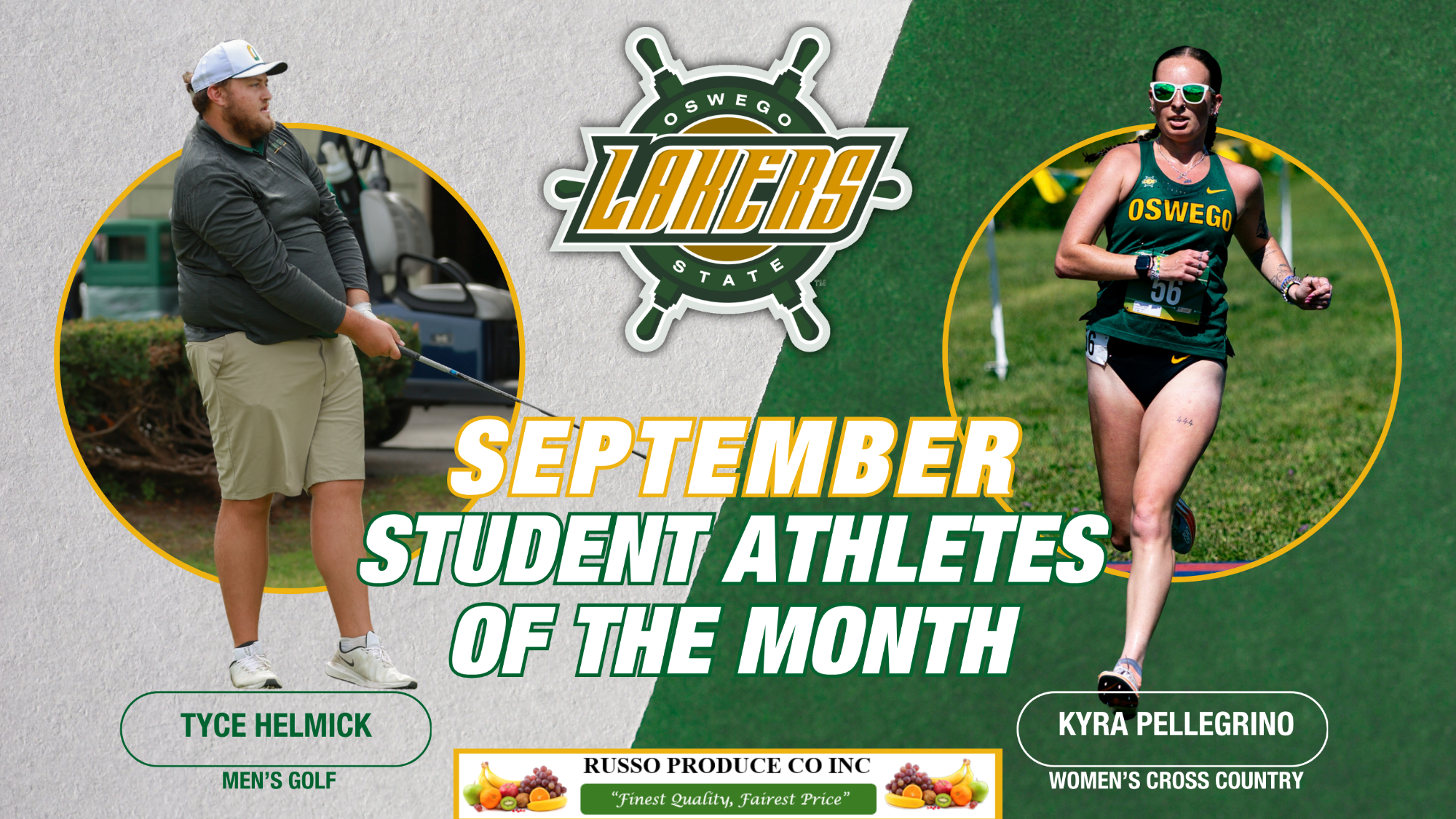 Helmick and Pellegrino named athletes of the month