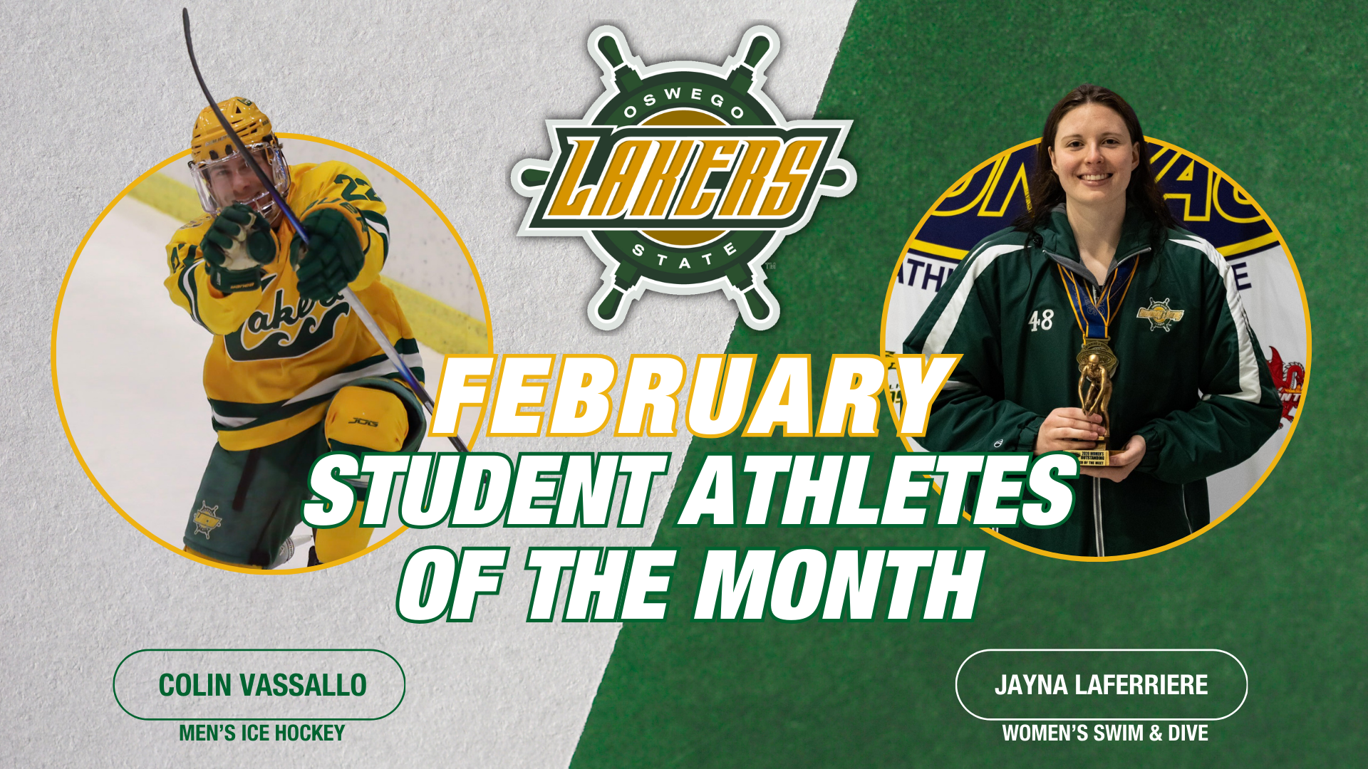 Colin Vassallo and Jayna LAferriere named february athletes of the month