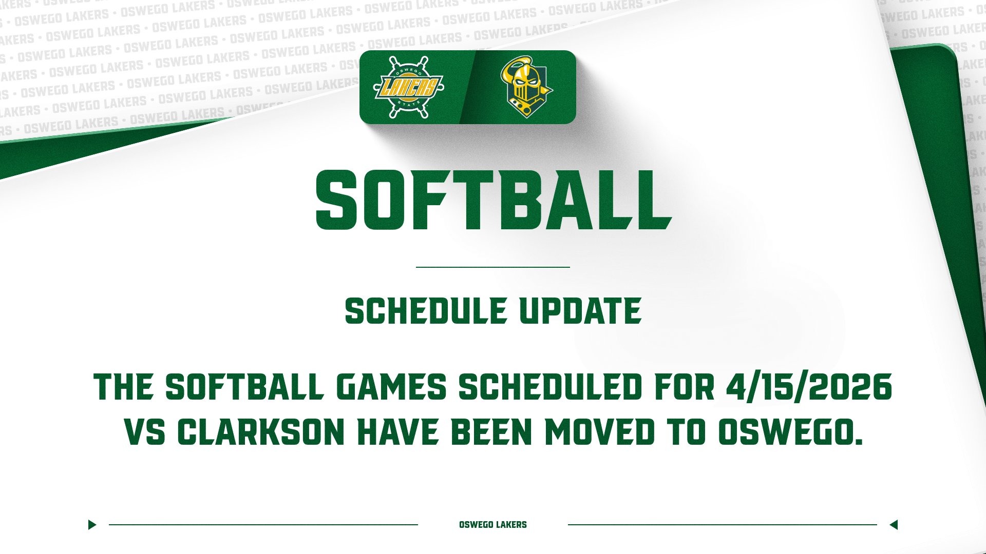 softball vs Clarkson moved