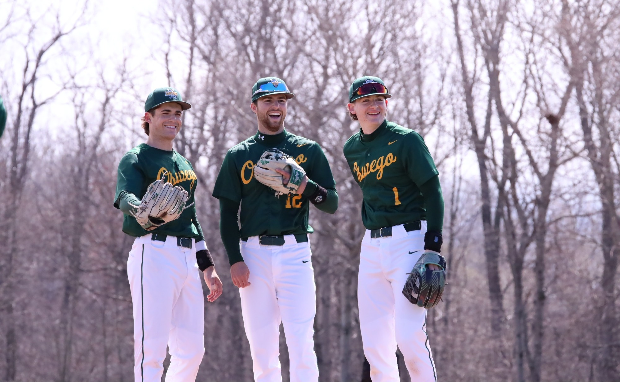 Baseball players laughing