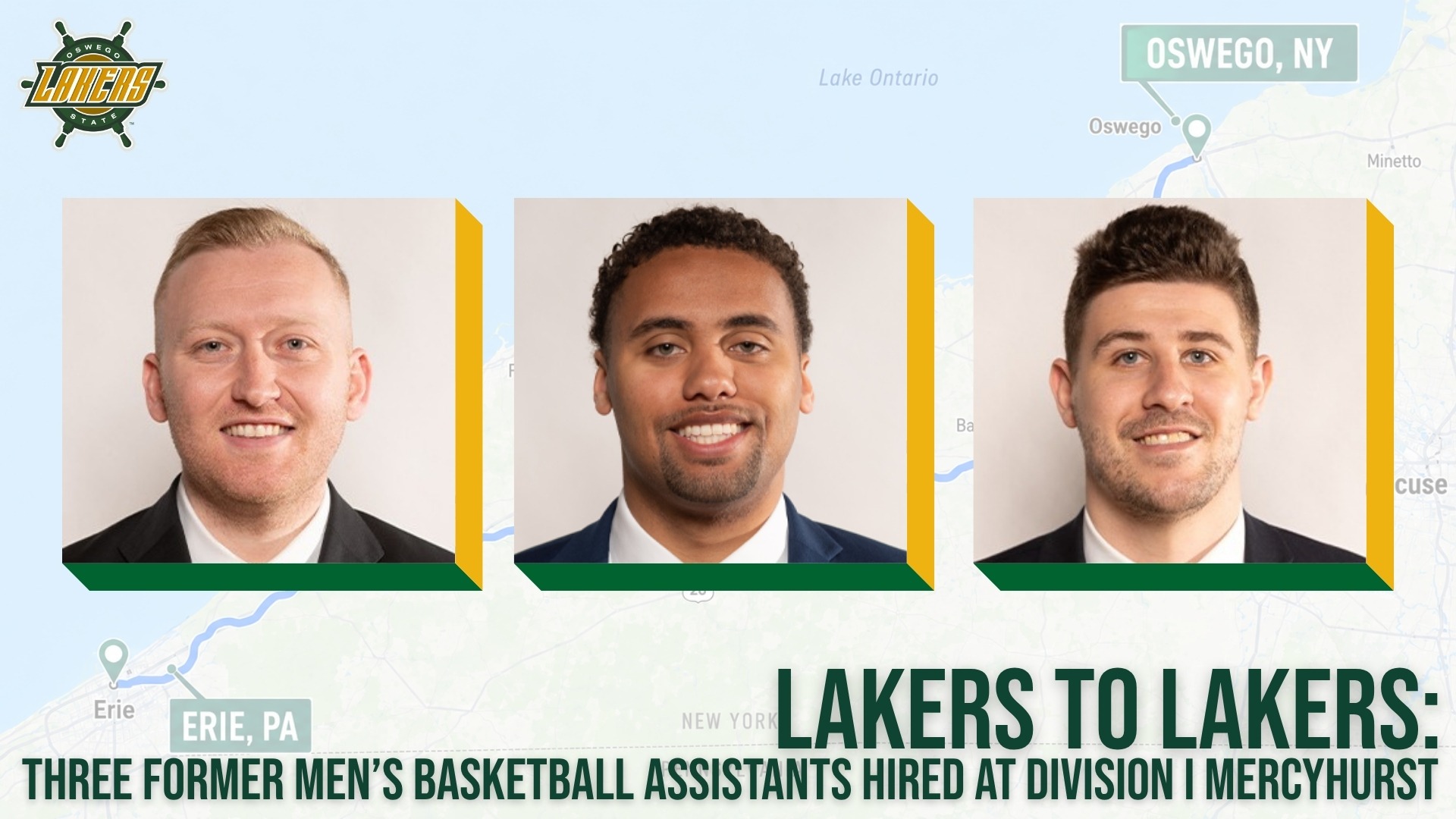 Three Former Men’s Basketball Assistants Hired at Division I Mercyhurst. Brendan Fitzpatrcik, Kyle Milligan, and Josh Gregory.