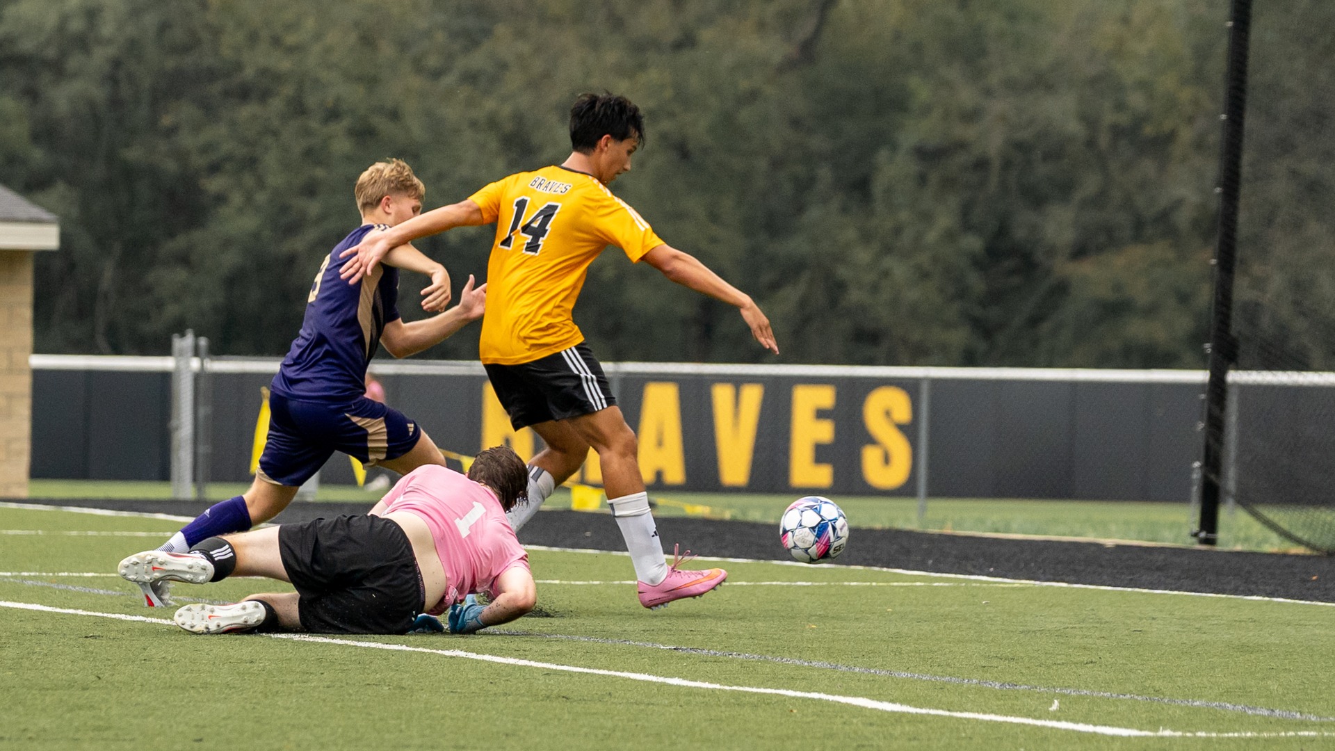 Mateo Trigo dances around Avila's goalkeeper before scoring Ottawa's fifth goal of the match.