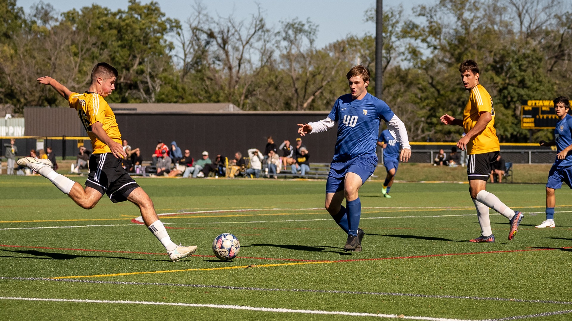 Slobodan Novicevic winds up for a shot during Ottawa's program-record-setting 17-0 win over Bethany College