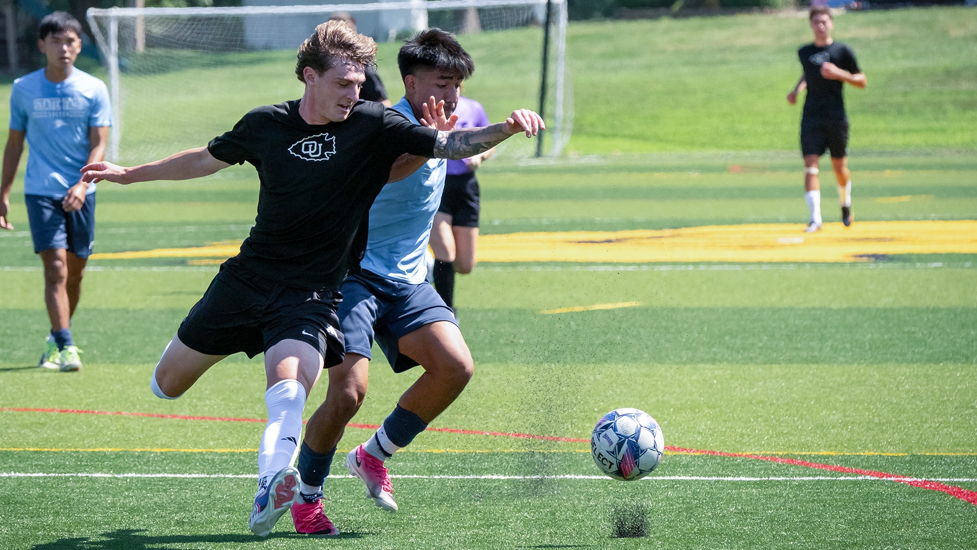 Cale Scott turns upfield against a State Fair Community College defender
