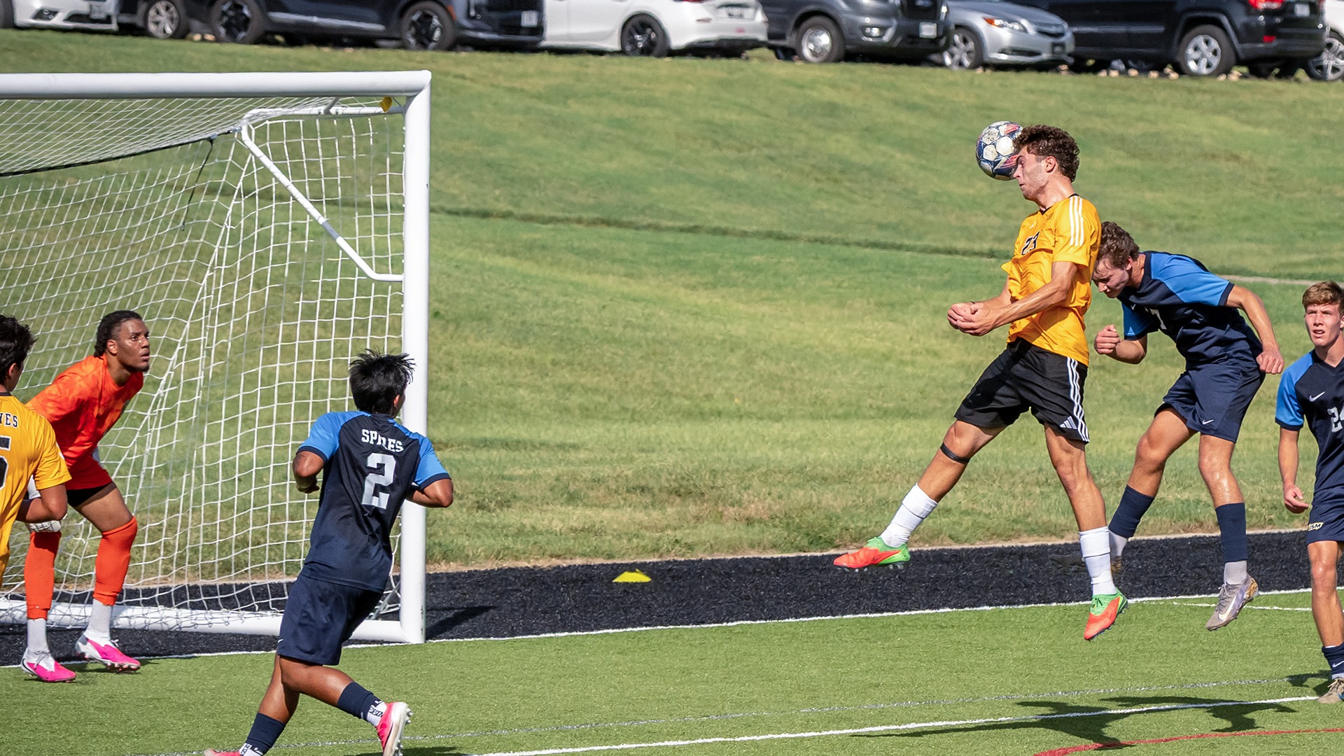 Lorenzo Lamola heads a shot on goal during Ottawa's win over University of Saint Mary