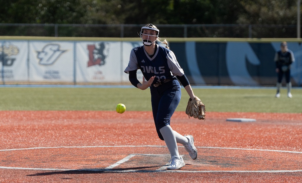 Phallyn Clark delivers a pitch in Friday's win over Covenant