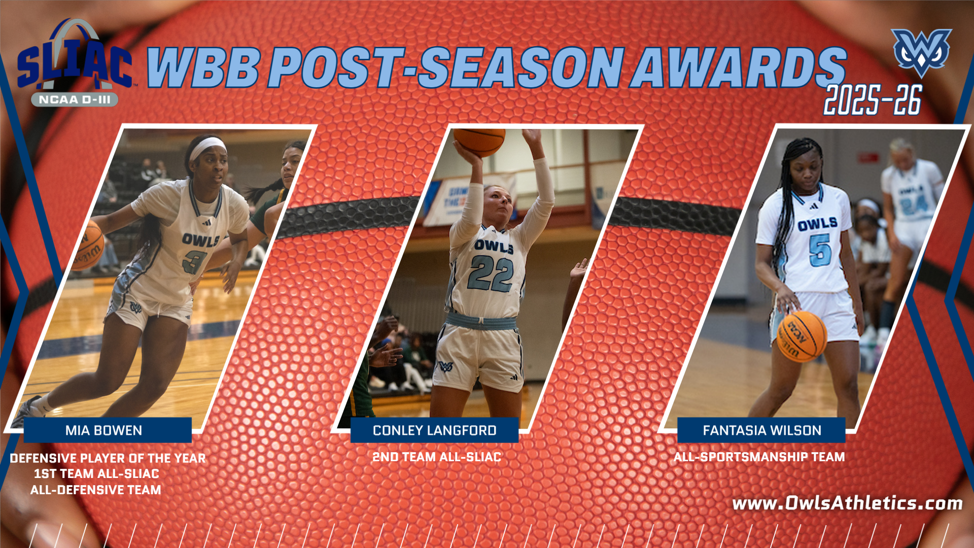 3 Owls earned SLIAC honors