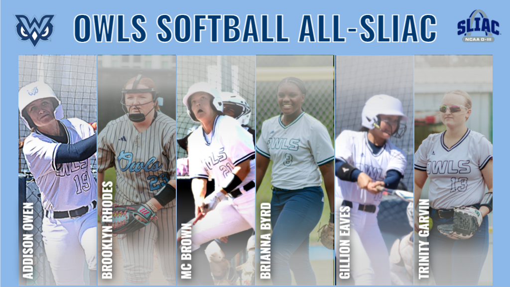 Action images of the 6 all-=conference softball players
