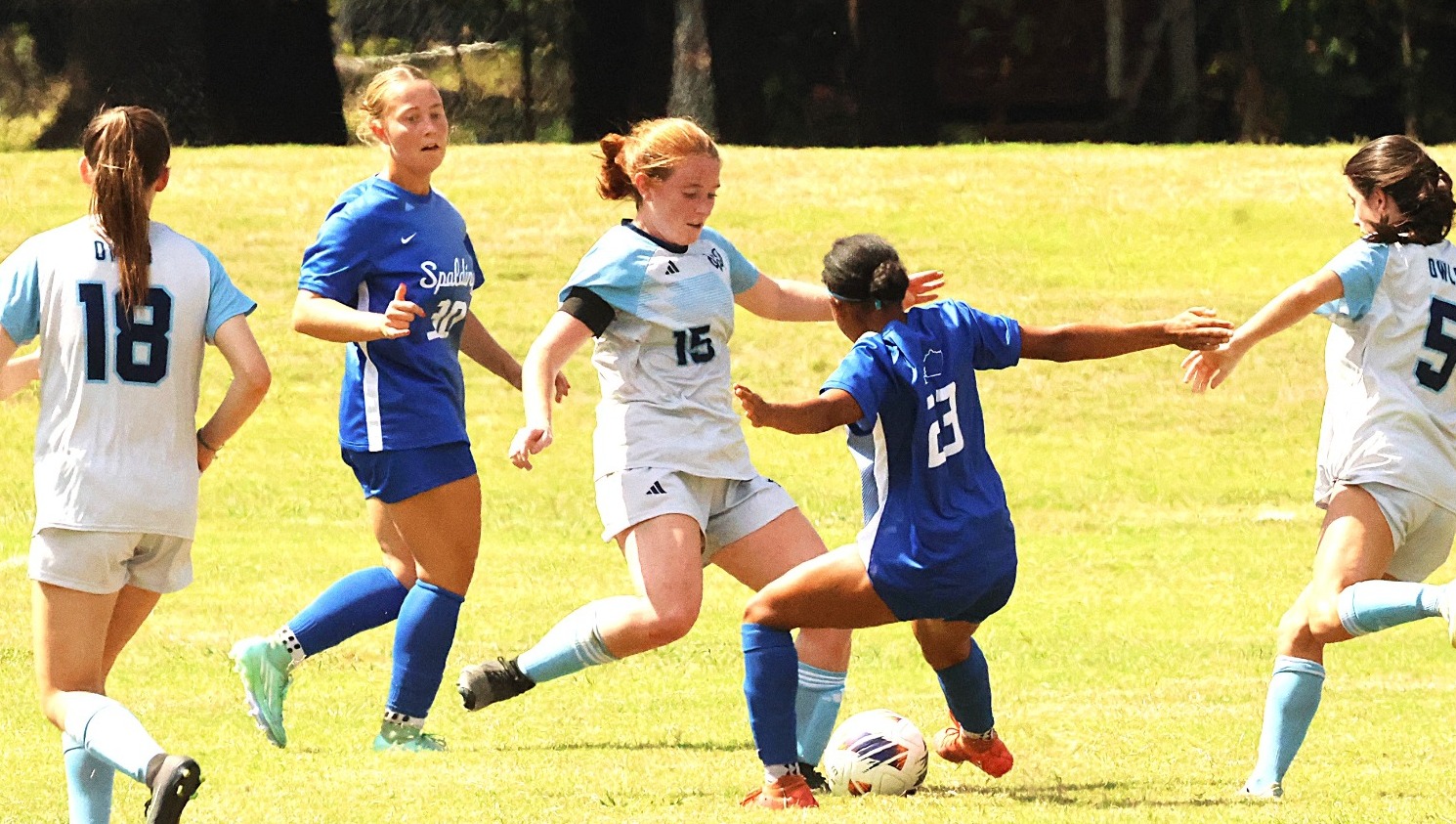 Emma Hall (#6) battles Spalding 