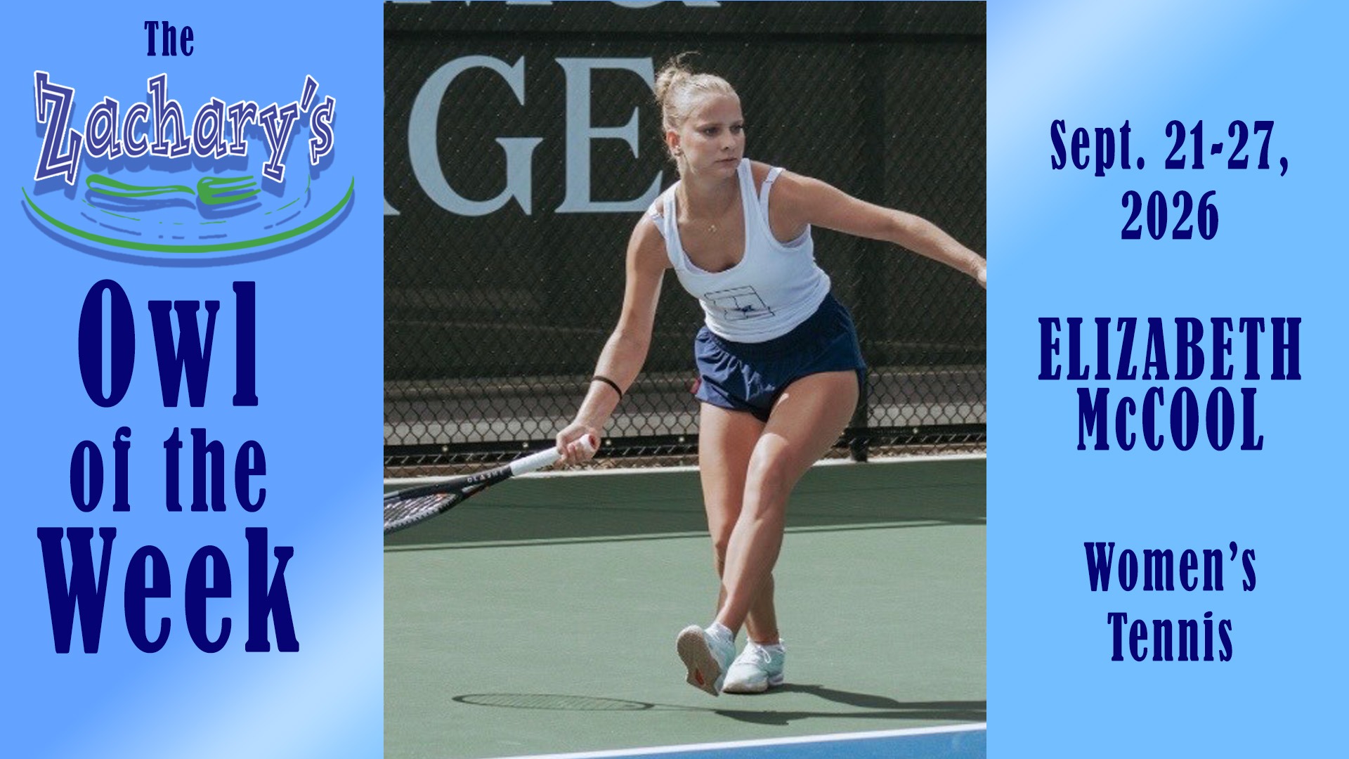 Elizabeth McCool s the Zachary's Owl of the Week