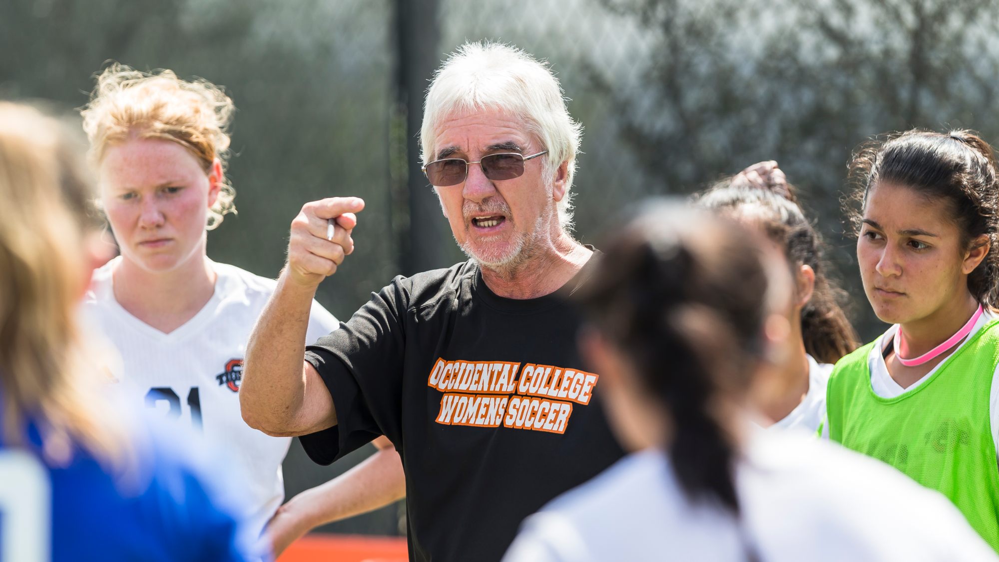 Colm McFeely talking to the soccer team in 2017