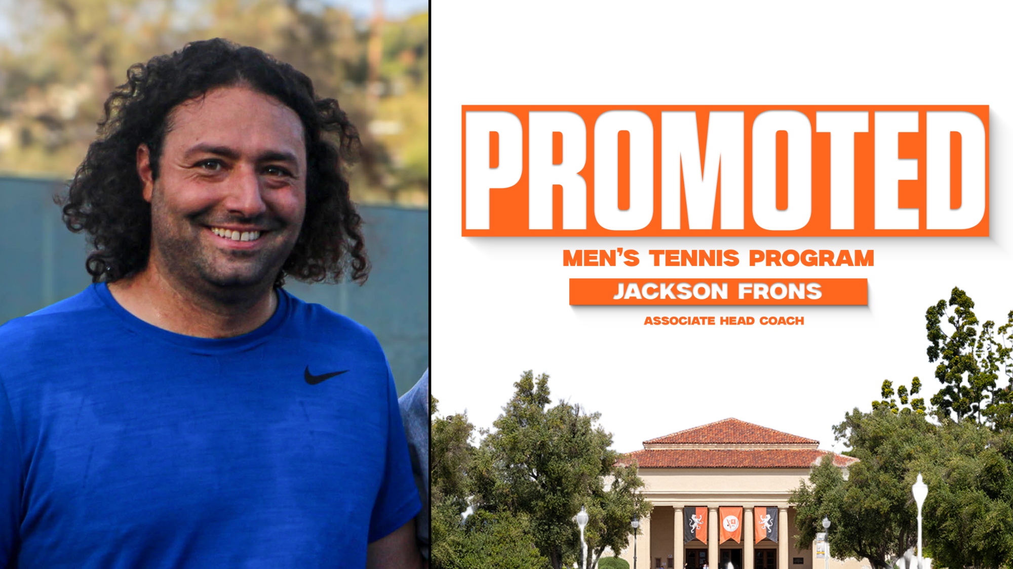 Jackson Frons has been elevated to Associate Head Coach of the men's tennis program