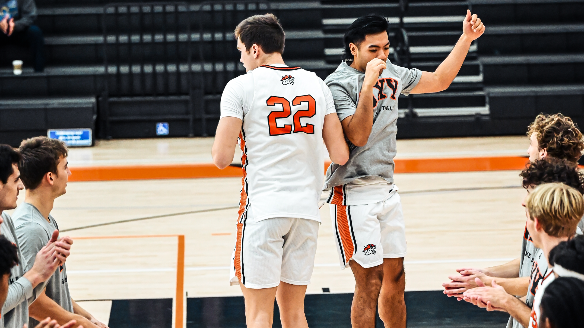 Nicky Clotfelter jumps and celebrates