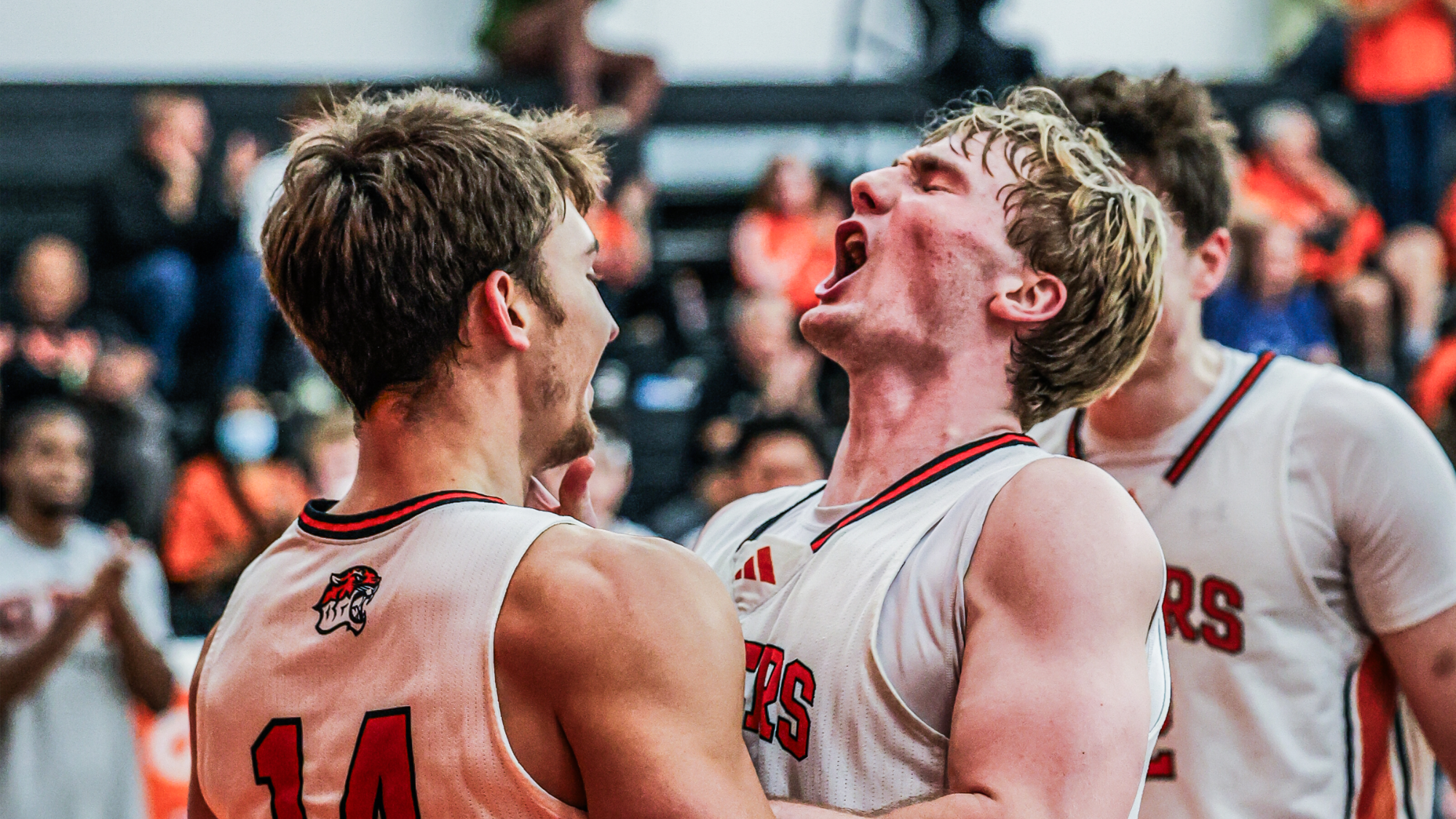 Atticus Boba celebrates a Jacob Koretz layup