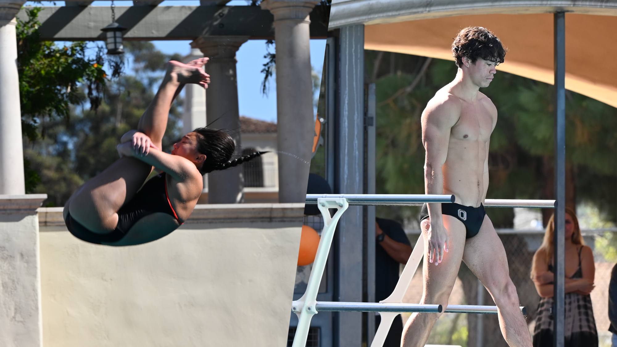 Violet Schultz (left), Isaac Bassett (right) both diving