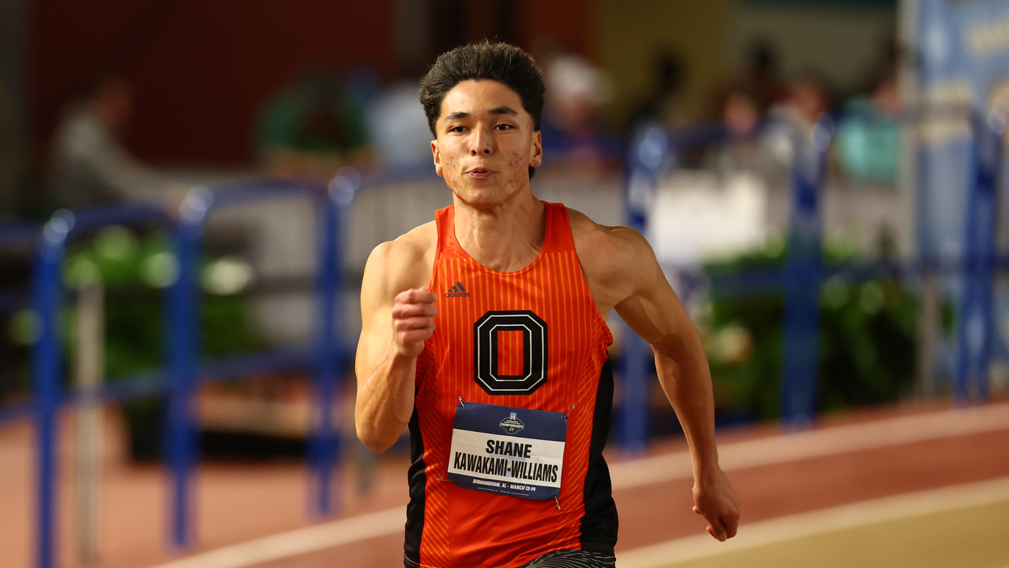 Shane Kawakami-Williams running the 60m at the NCAA Championships