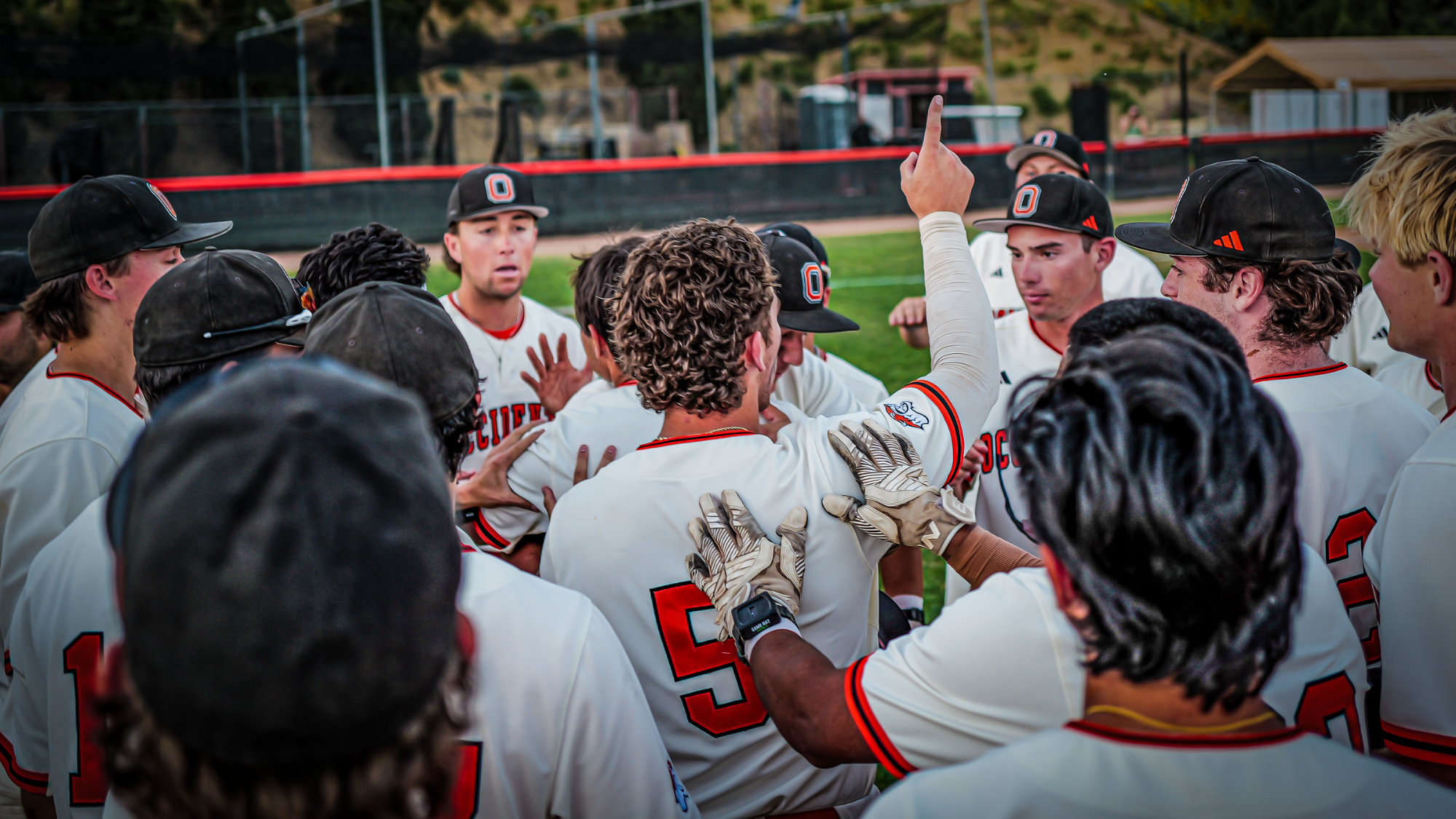 Baseball celebrating after a walk-off win