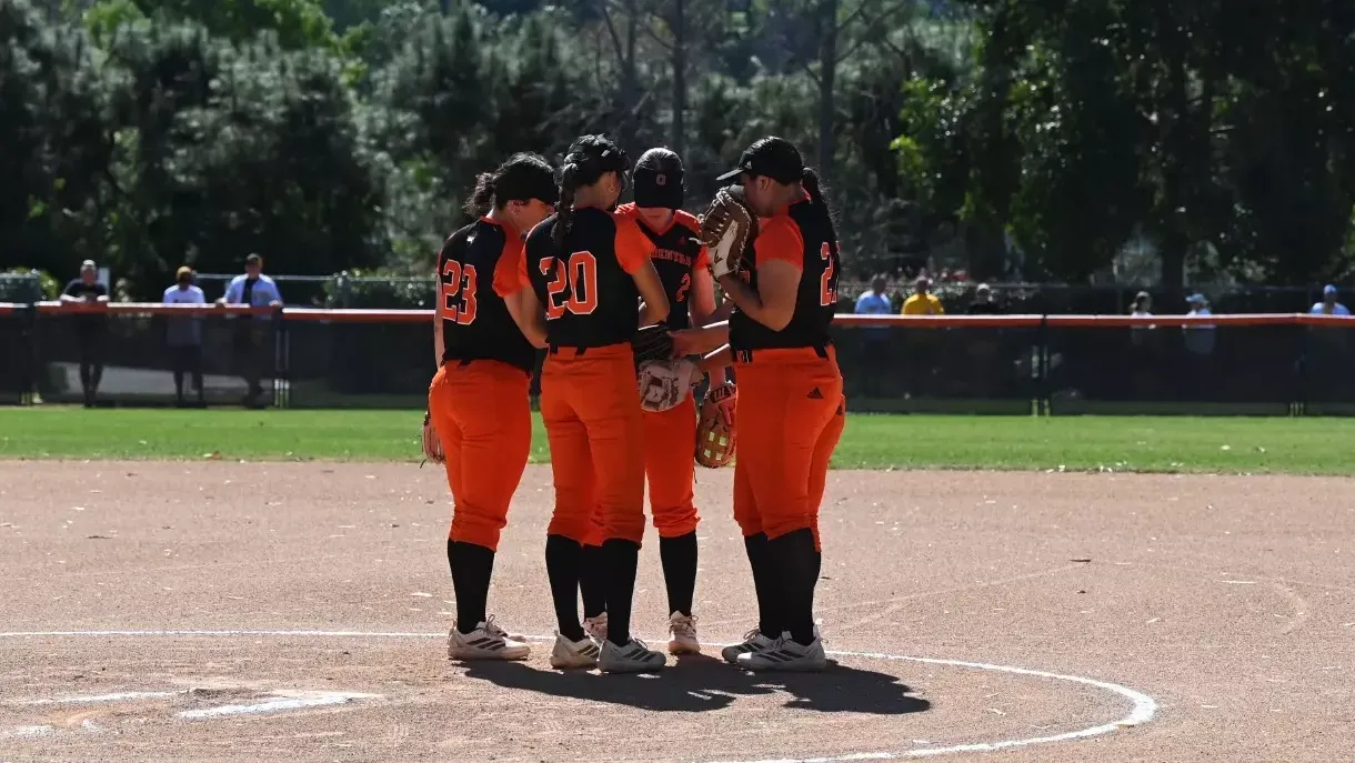 Tigers huddle at the mound