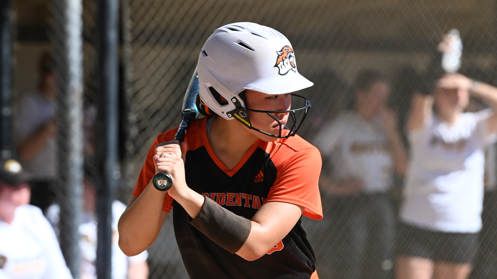 Anna Kim awaits a pitch