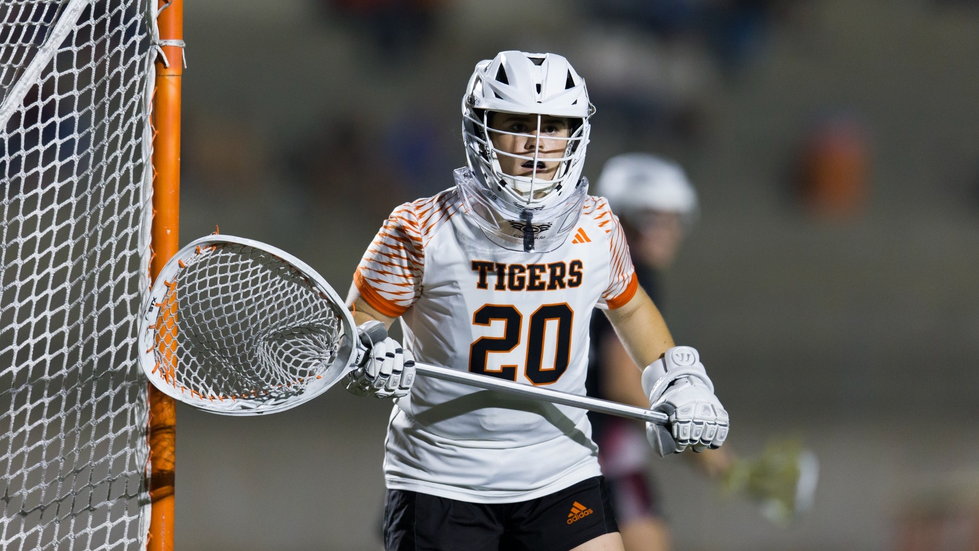 Charlotte Dreyfus stands in goal