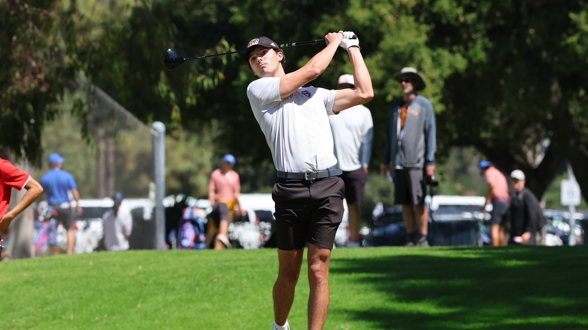Owen Wolak hits a tee shot