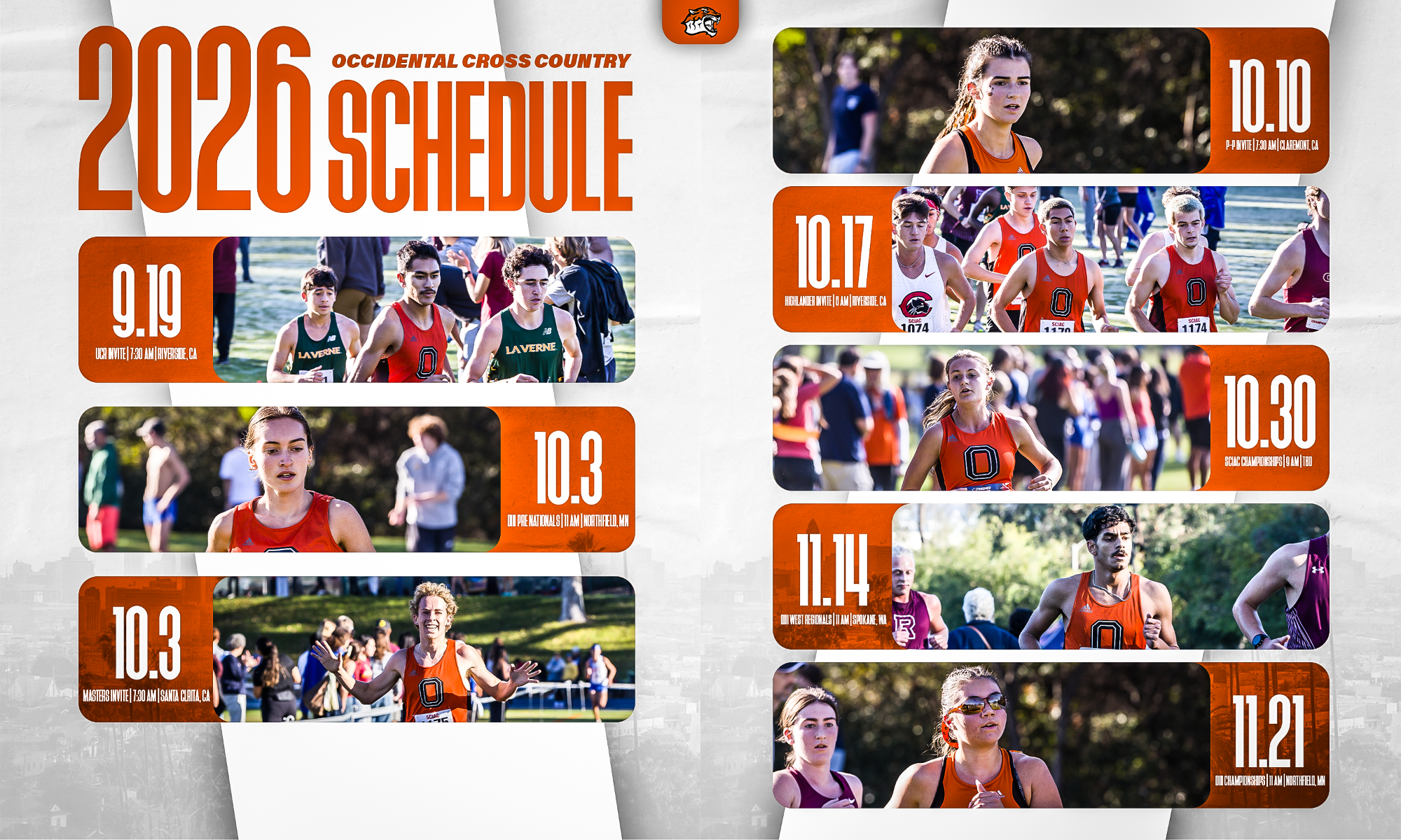 Cross Country schedule 