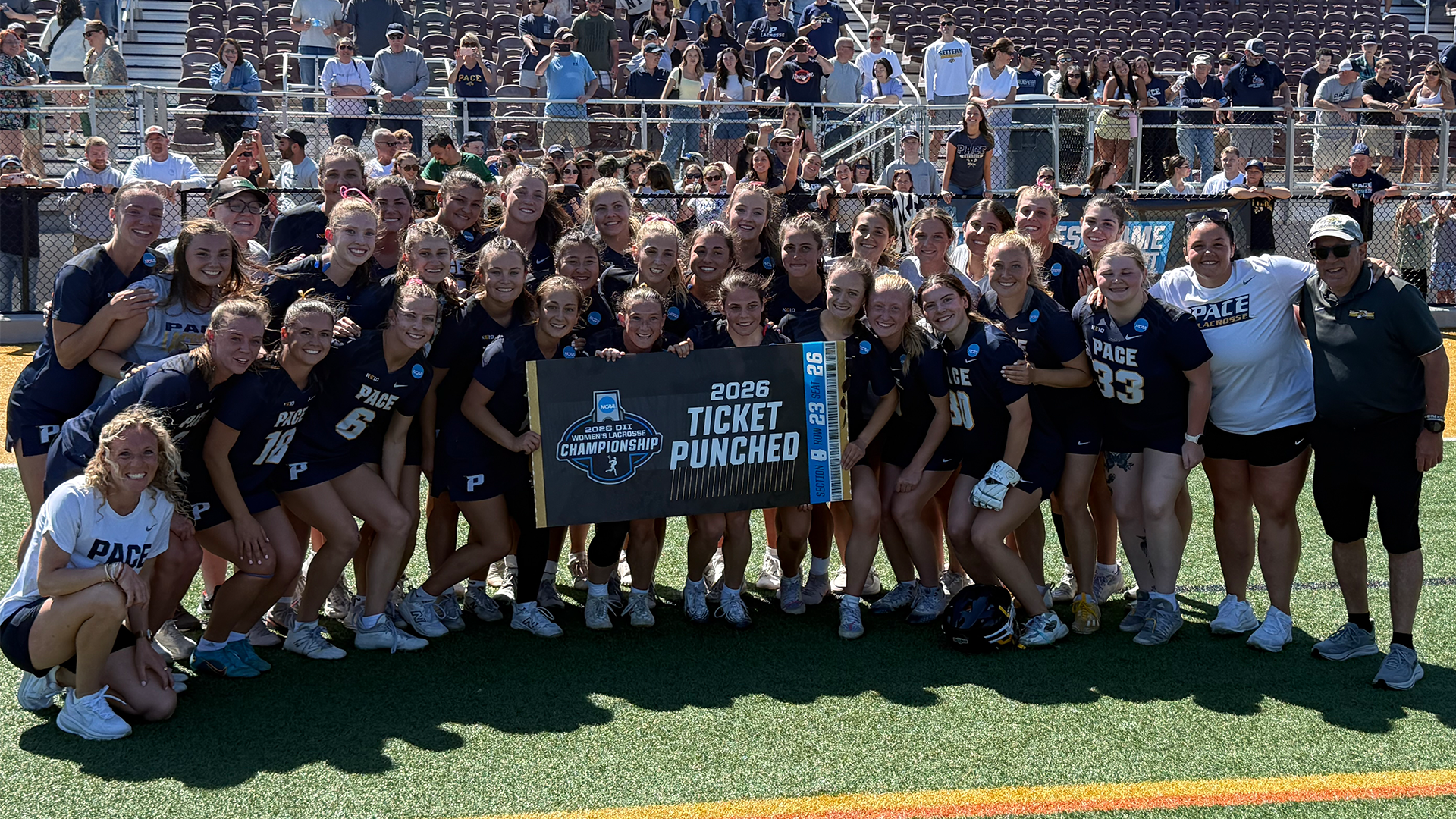 2026 Pace WLAX Team Photo Celebration Ticket Punched to NCAA Semifinals