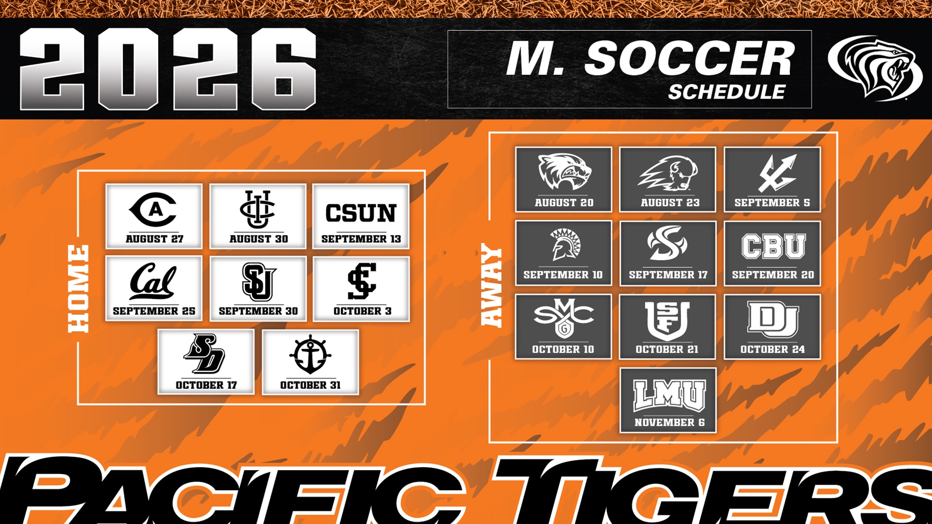 2026 Men's Soccer Schedule Graphic