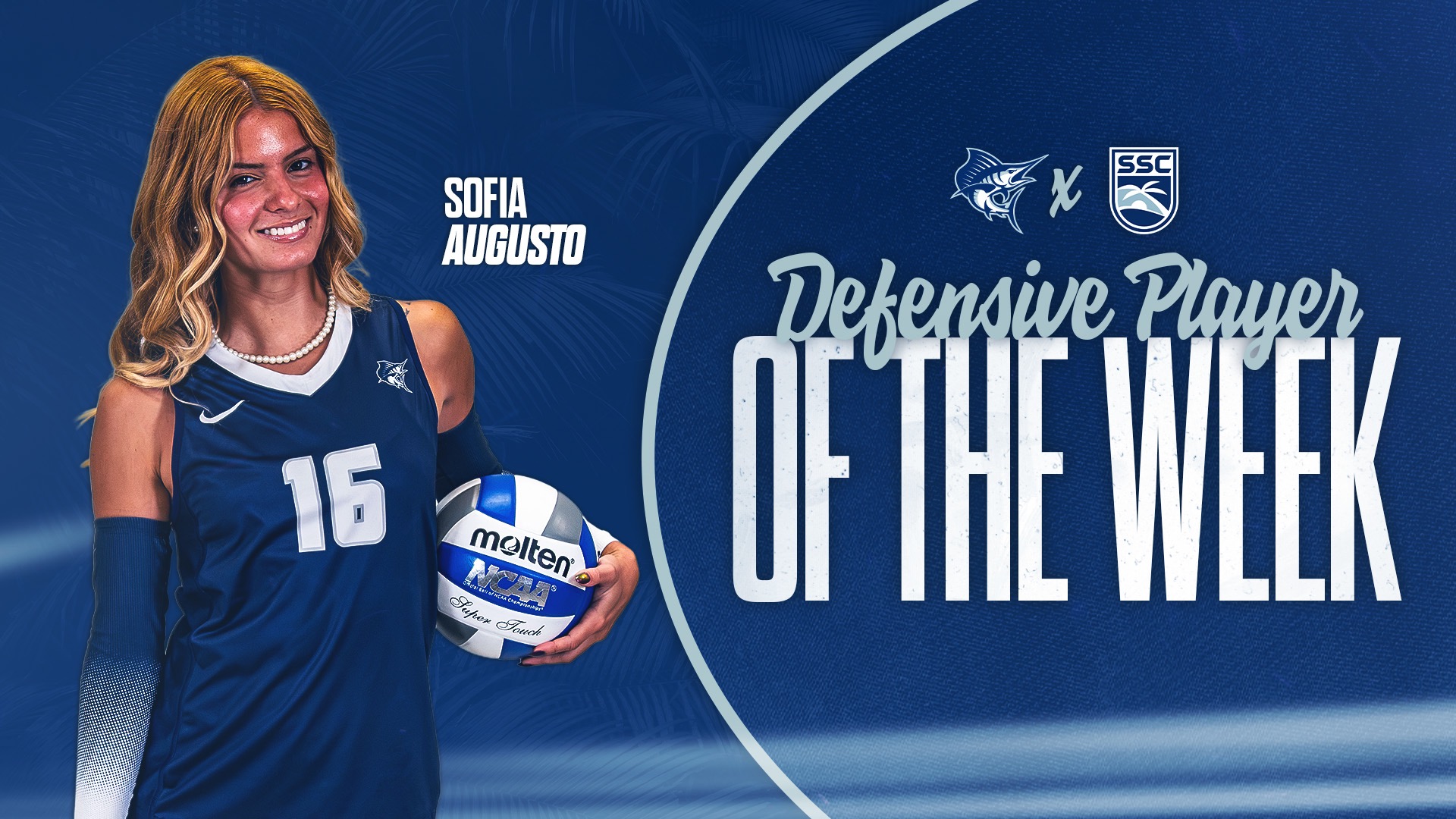 Sofia Augusto Defensive Player of the Week Graphic Aug. 31 2026