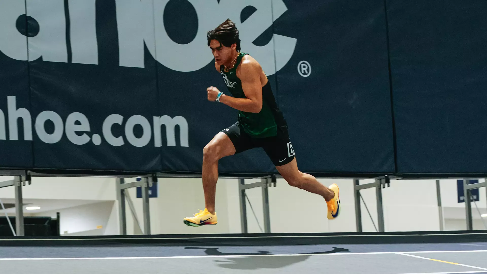 Portland State track & field runner Isaiah Cadengo competes in the sprints at the Silver & Blue Invitational.