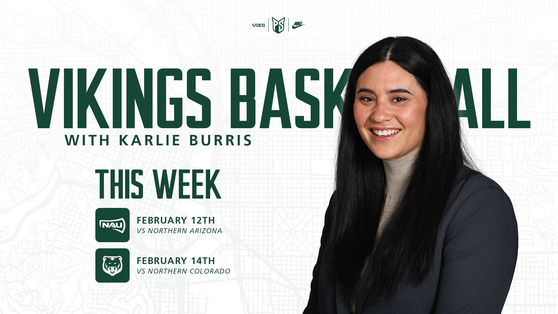 Graphic for the latest episode of Viking Women's Basketball with Karlie Burris