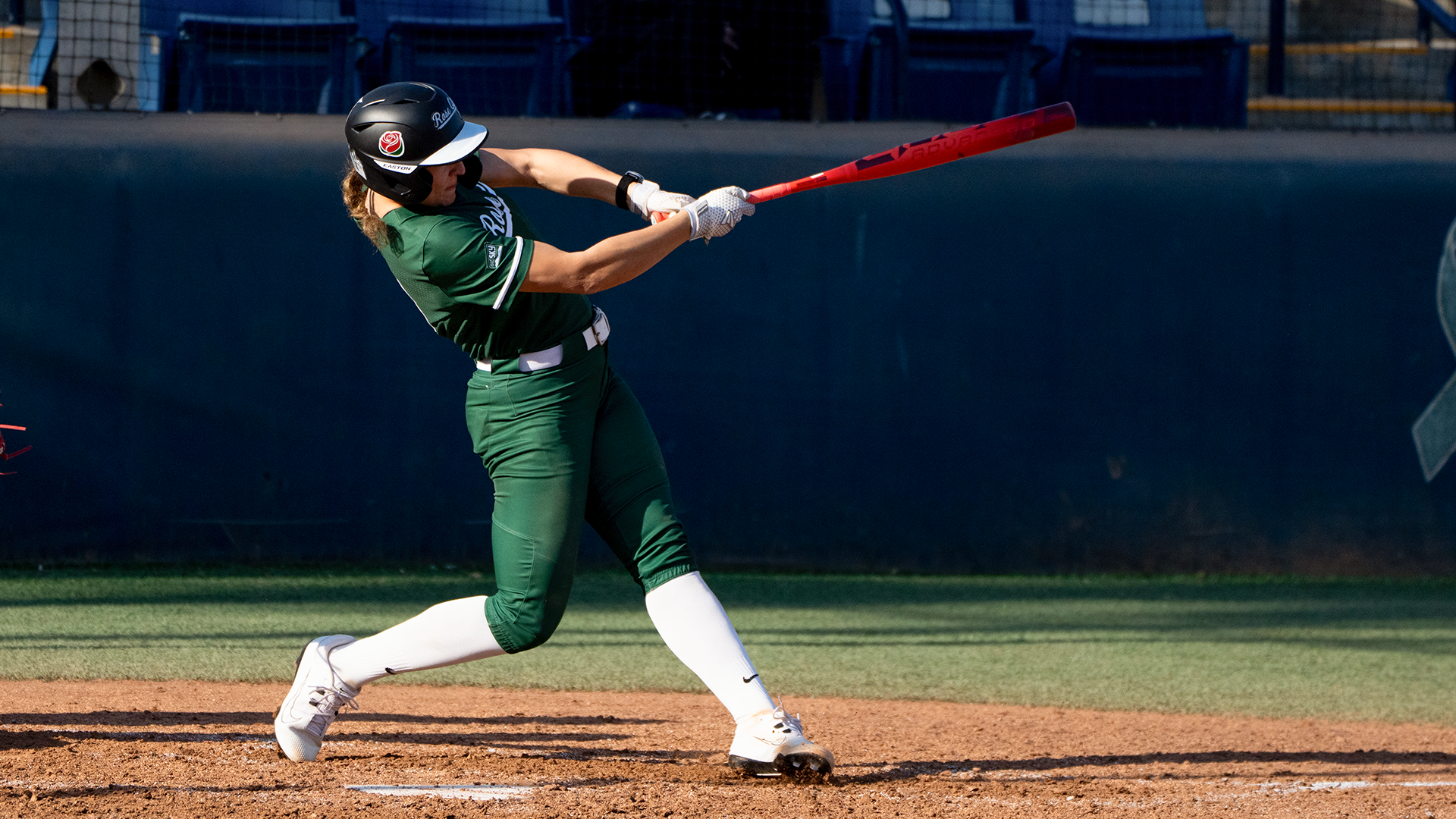 Abigail Carsley swings at a pitch in the Vikings' season opener vs. CSUN