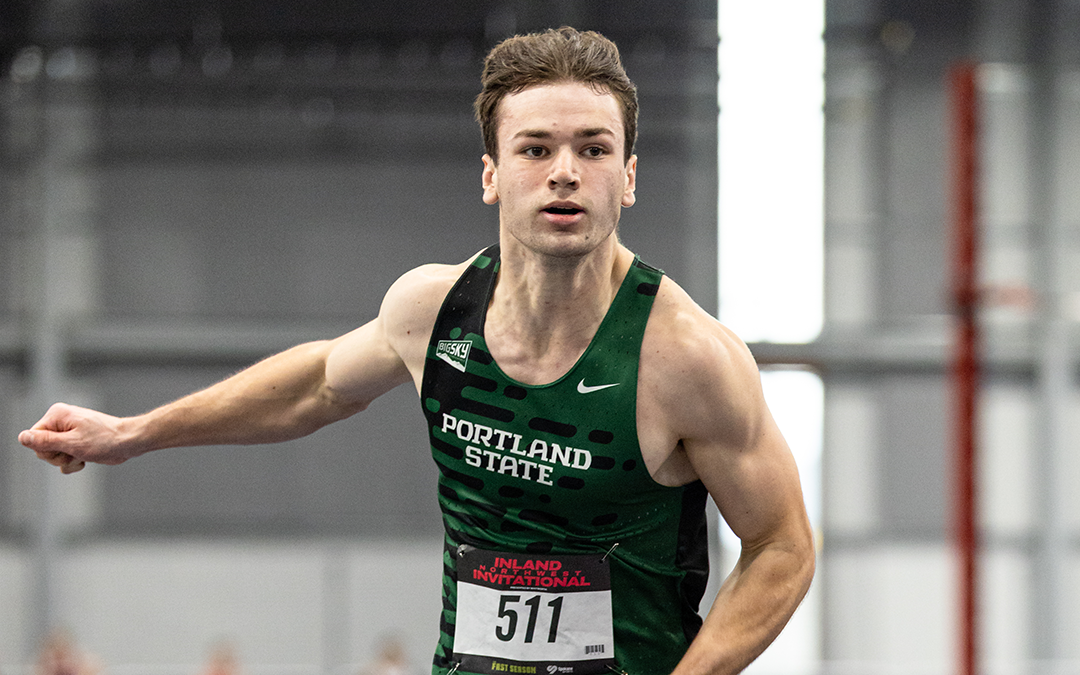Portland State track & field runner Jack Macdonald sprints to the finish line at the Inland Northwest Invitational.