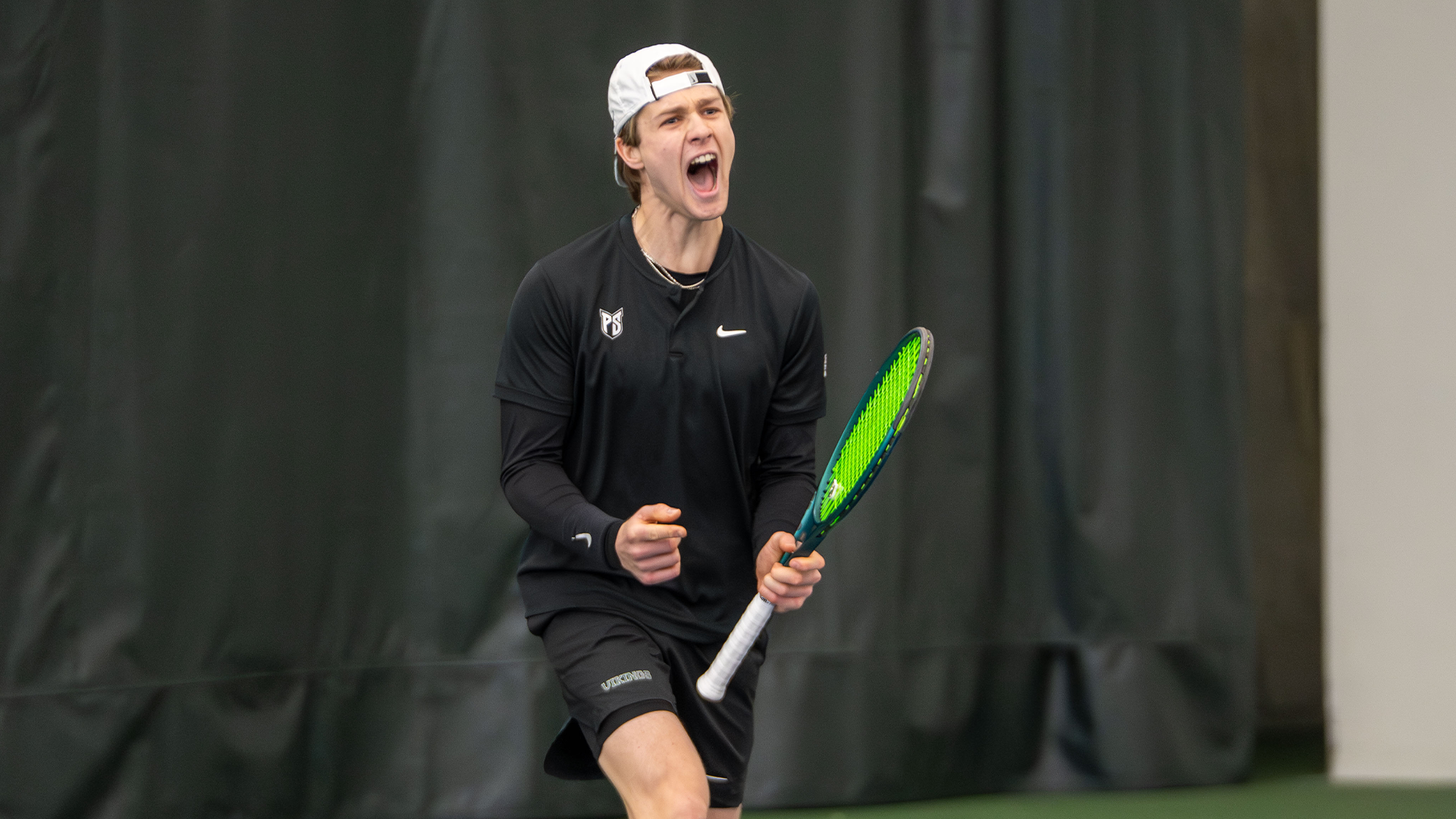 Edoardo Cravanzola celebrating point vs. MSU