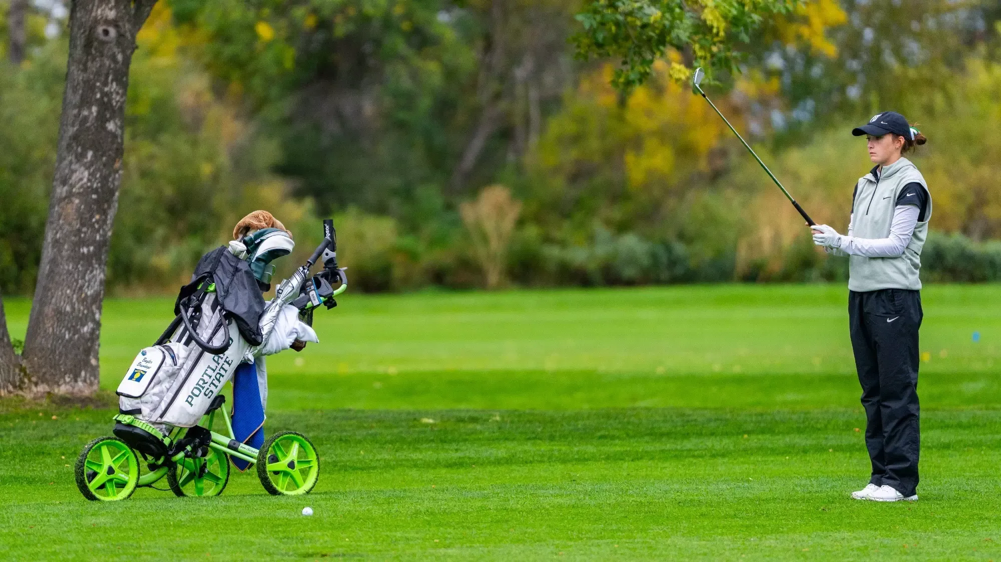 Bayler Brundage lines up her shot in the fairway