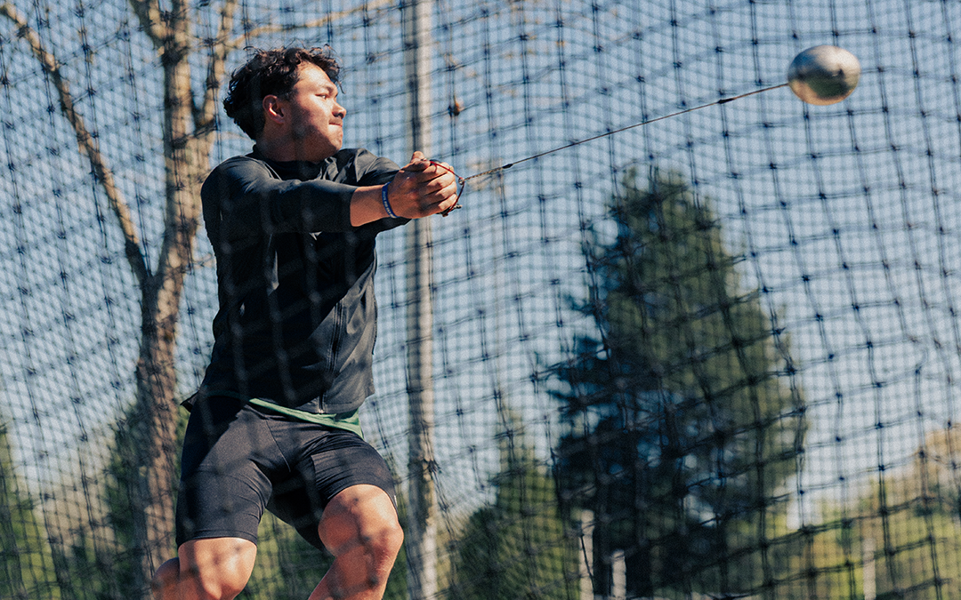 Daniel Coppedge competes in the hammer during the 2025 outdoor season. 