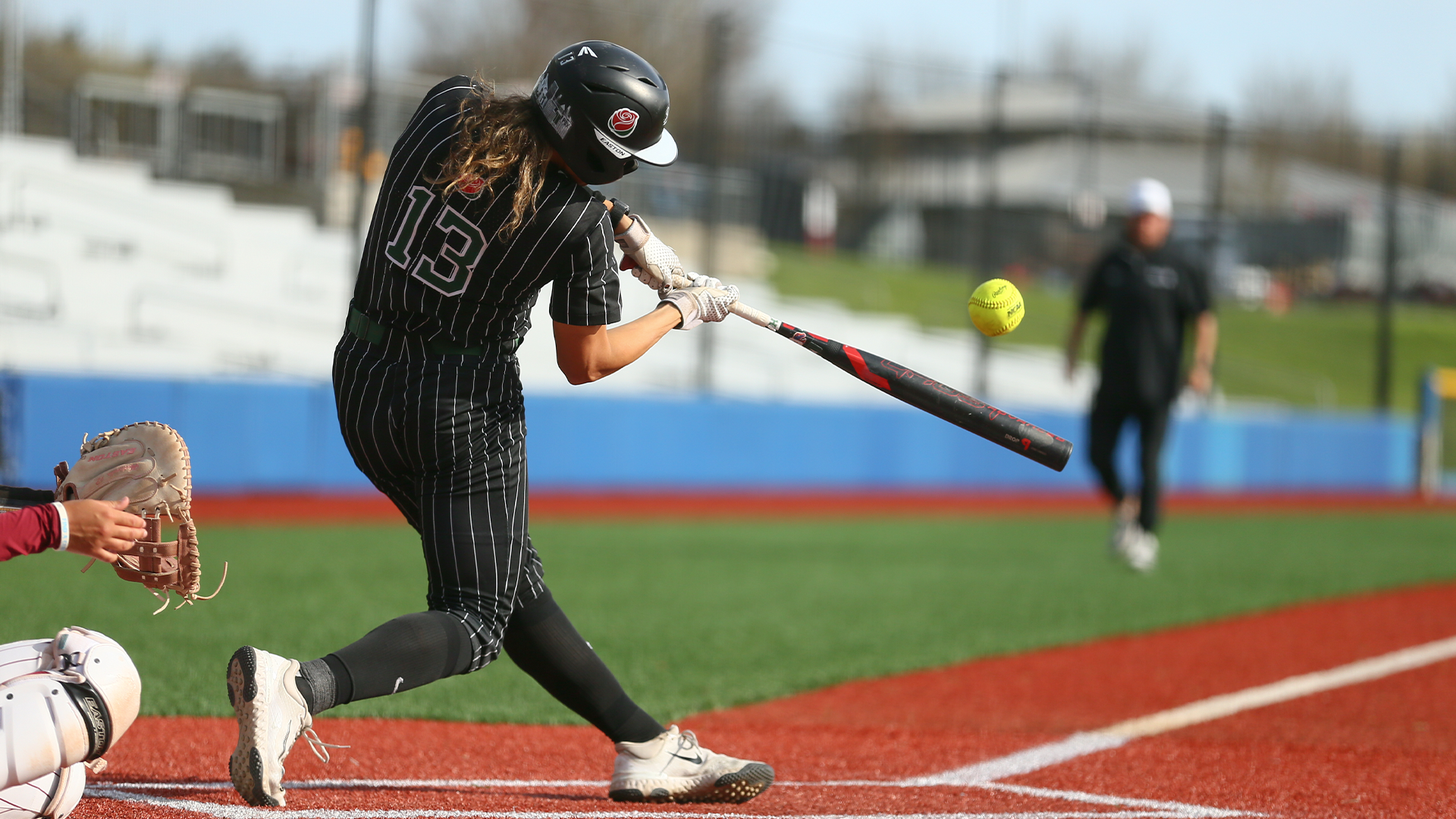 Abigail Carsley swings at a pitch during the Vikings' doubleheader against Santa Clara 