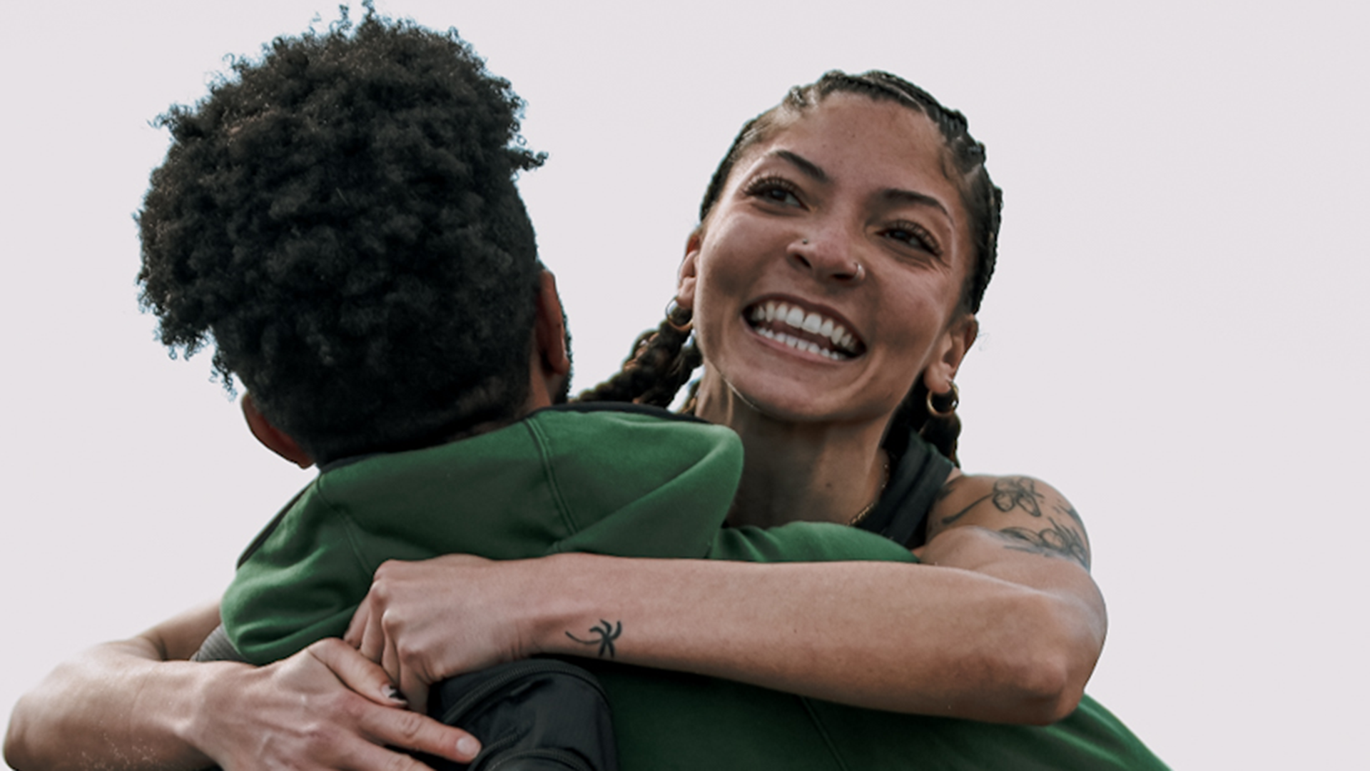 Portland State track & field athlete Ocean Rideout celebrates a personal-best jump in the long jump at the PNW Invite.